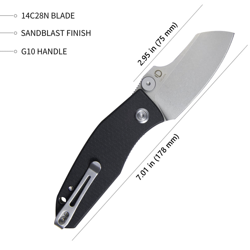 Monsterdog Liner Lock Folding Knife Black G10 Handle 2.95" Bead Blasted 14C28N KU337A