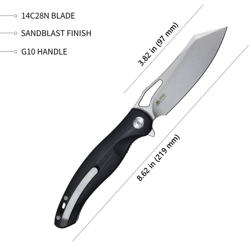Drake Liner Lock Folding Knife Black G10 Handle 3.74'' Sandblast 14C28N KB239E