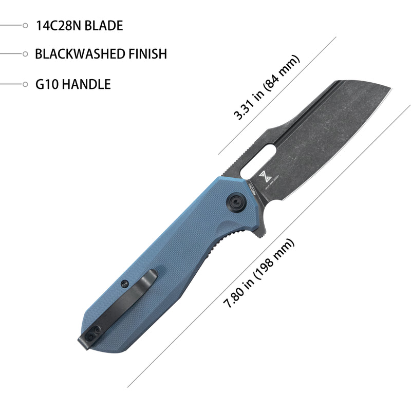 Atlas Folding Knife Denium Blue G10 Handle 3.31" Dark Stonewashed 14C28N KU328K