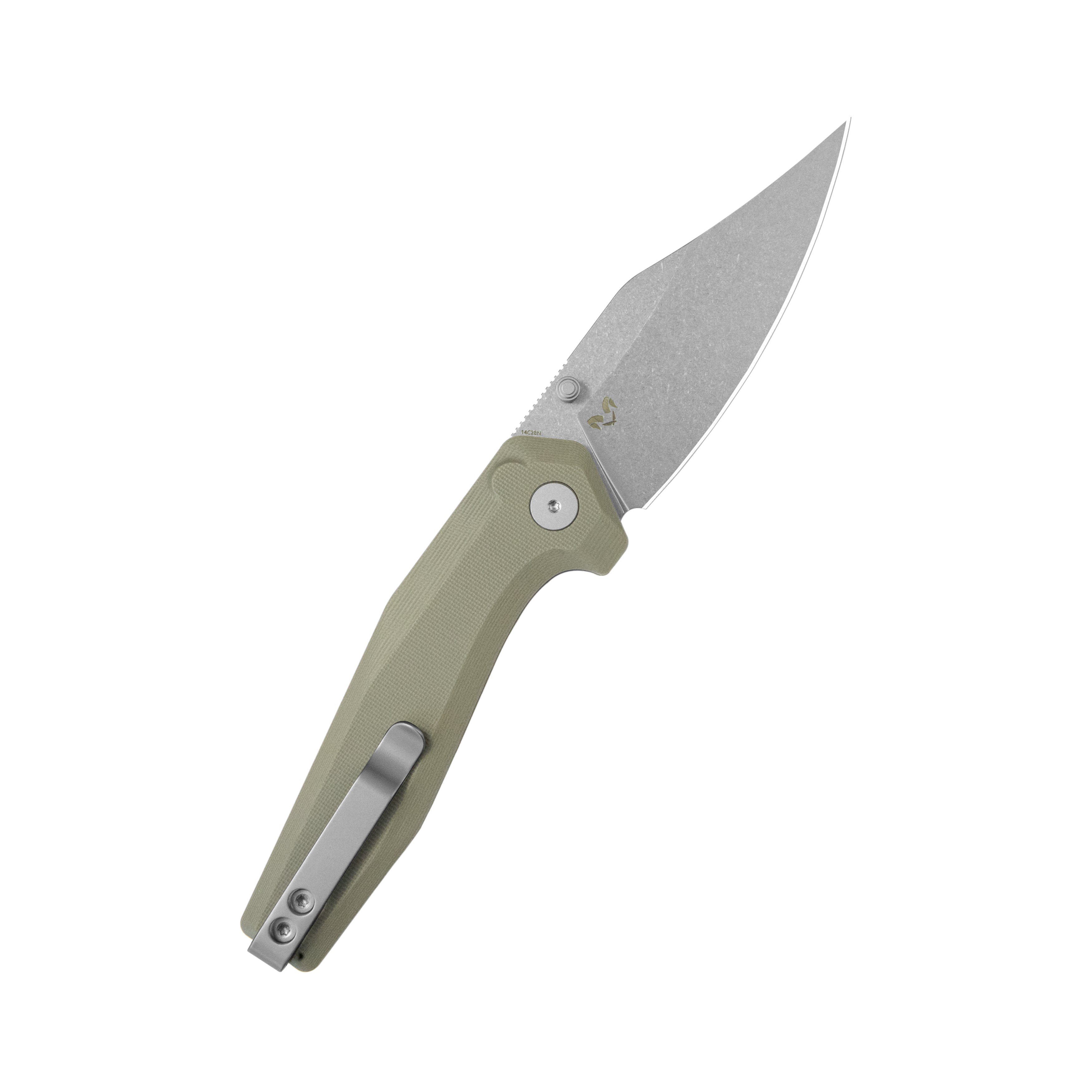 Kubey Hades Folding Knife Tan G-10 Handle 3.43'' Stonewashed 14C28N Blade KU394C