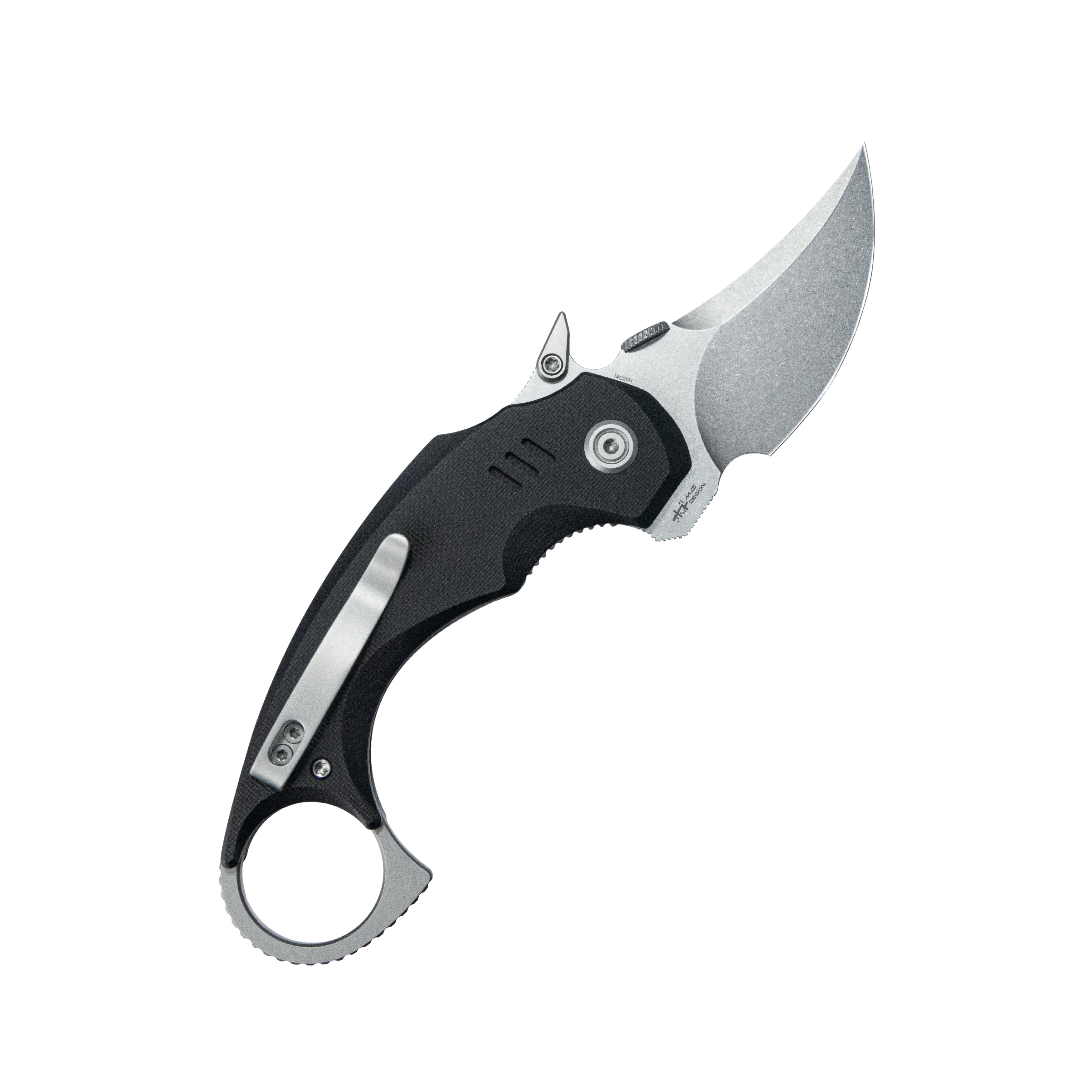 Kubey Jaw Pikal Karambit Folding Knife Black G-10 Handle 2.52" Beadblast 14C28N Blade KU440A