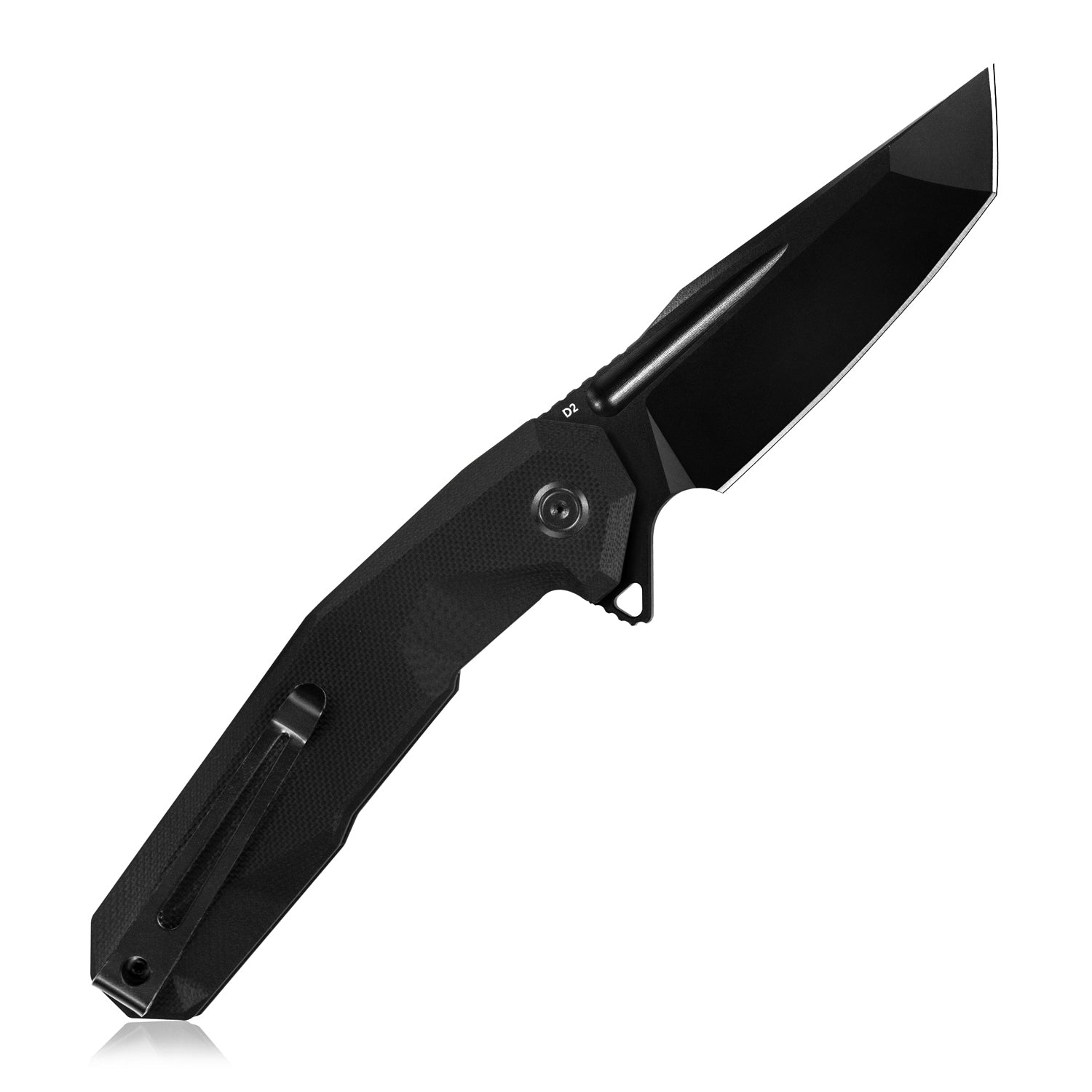 Kubey Carve Klappmesser Nest Liner Lock Tactical Folding Knife Black G10 Handle 3.27'' Black Coated D2 KB237D