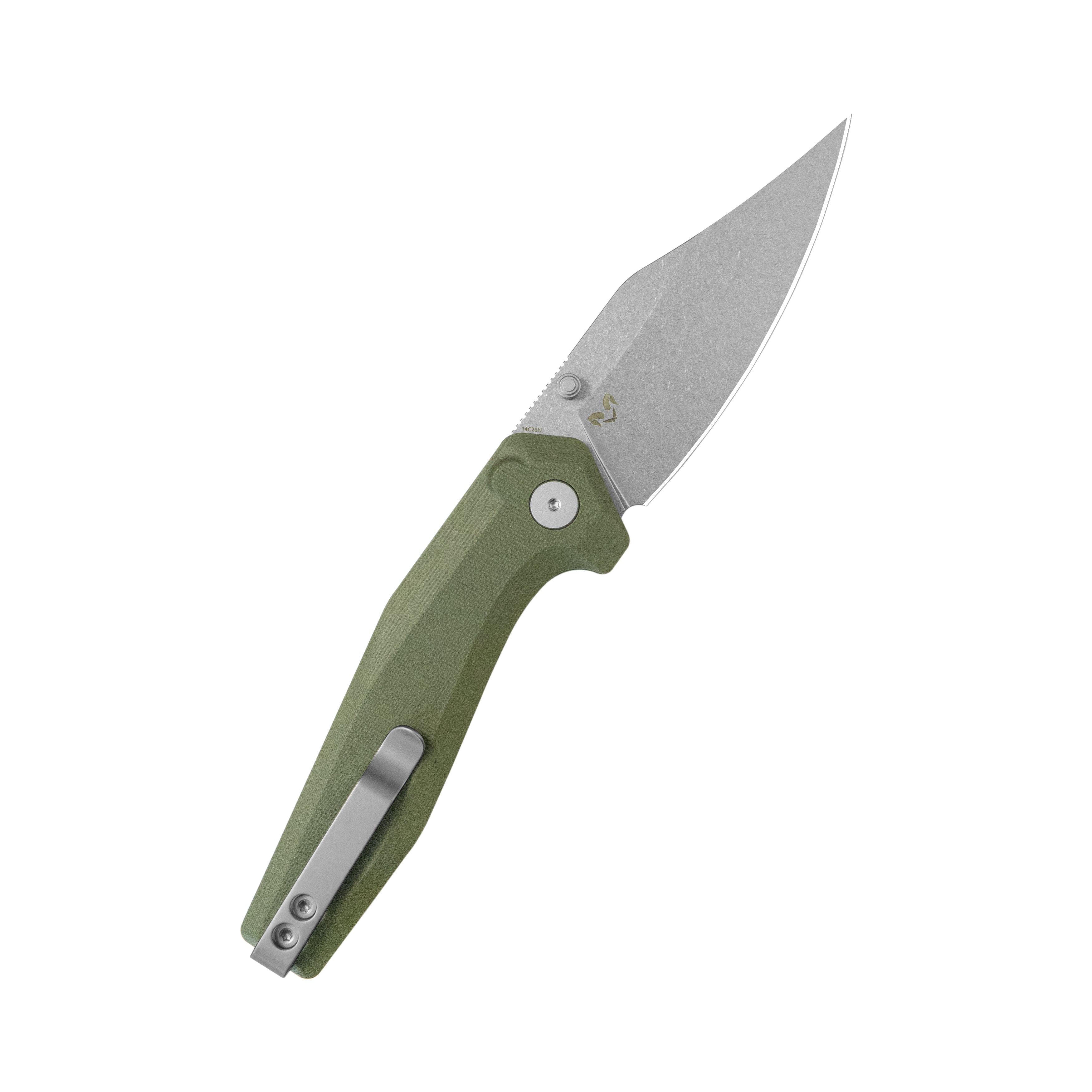 Kubey Hades Folding Knife Green G-10 Handle 3.43'' Stonewashed 14C28N Blade KU394B