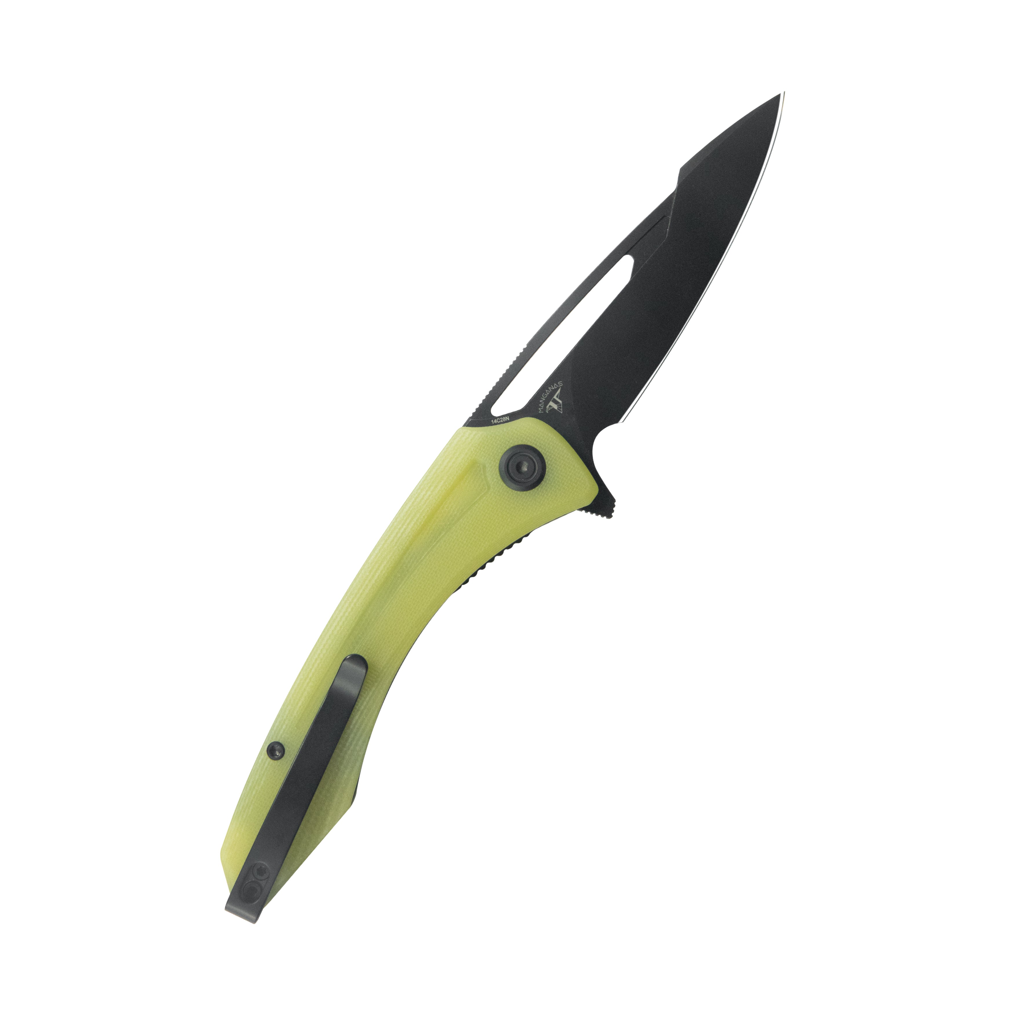 Merced Folding Knife 3.46" Blackwash 14c28n Blade With Durable Translucent Yellow Handle Reliable Tactical Pocket Knife KU345Q