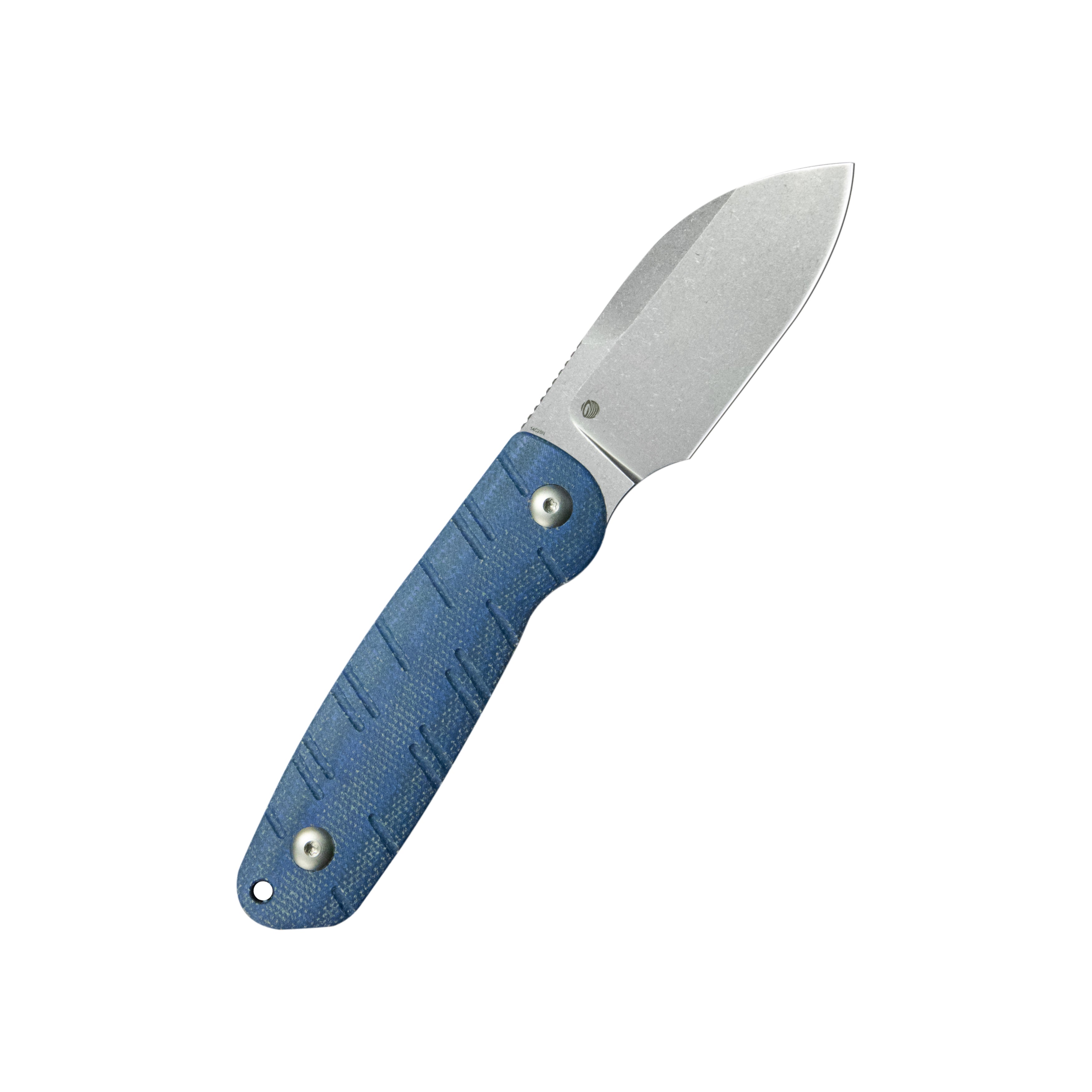 Kubey Microburst Fixed Blade Knife Blue Micarta Handle 2.95" Beadblast 14C28N Blade KU455A