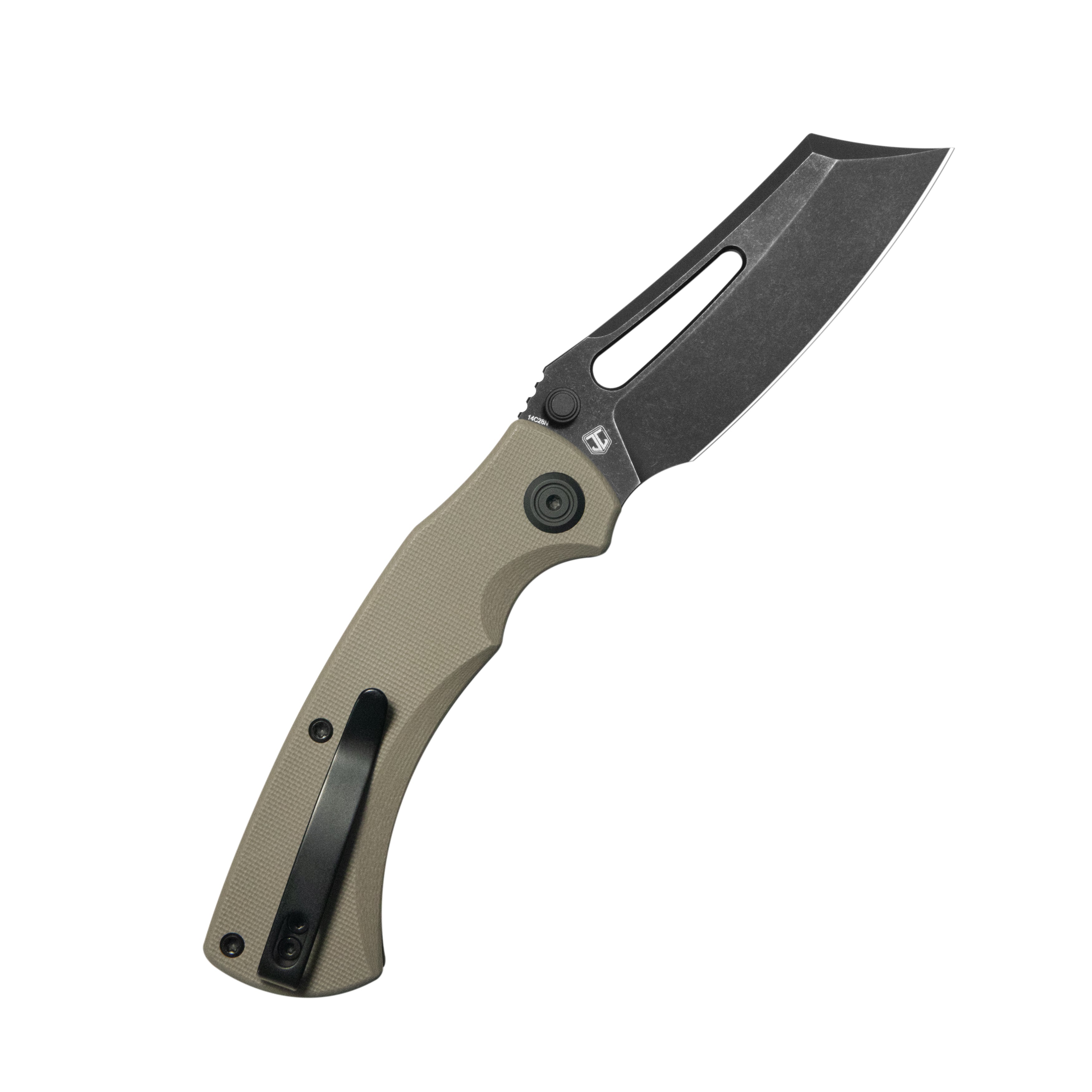 Kubey Dheo EDC Folding Knife Beige G-10 Handle 3.15" Beadblast Sandvik 14C28N  Blade Knife KU378D