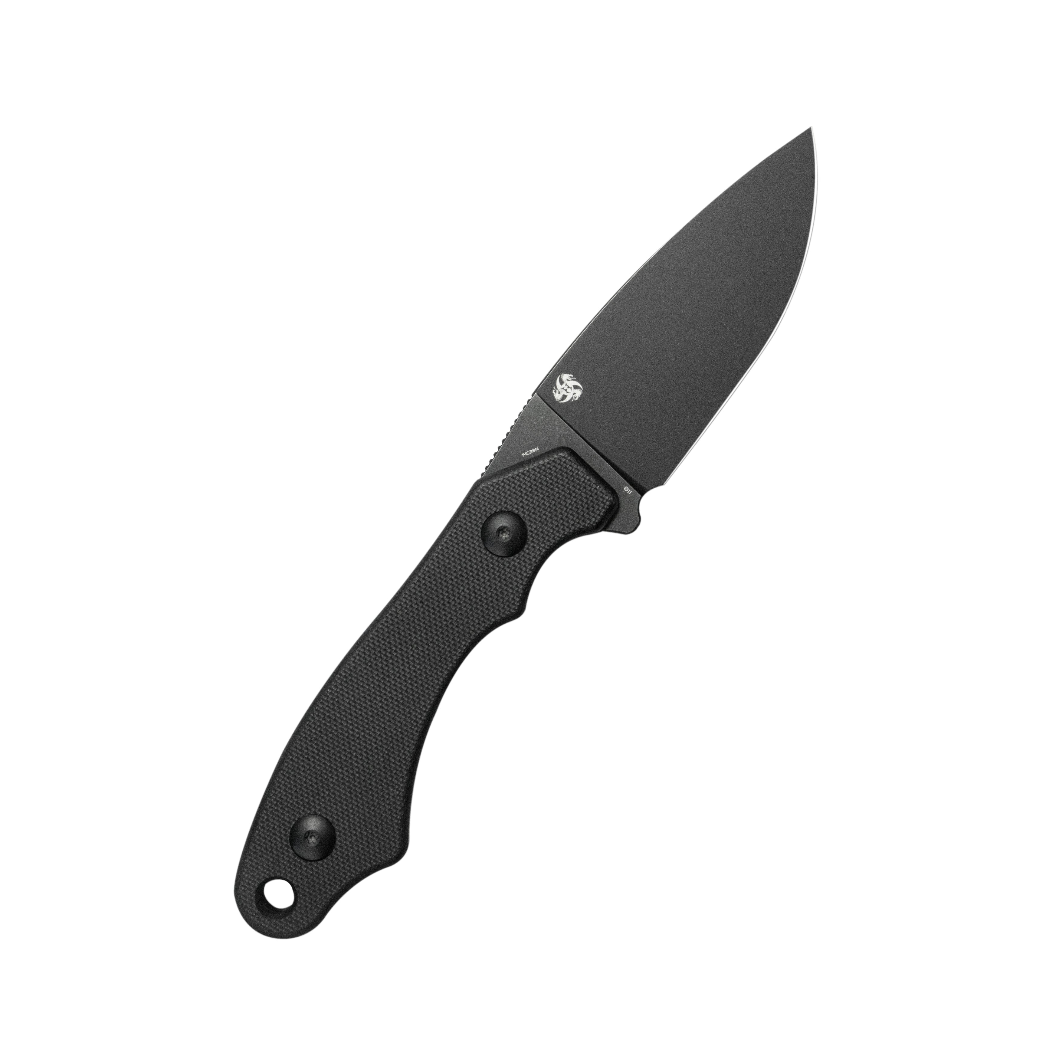TLB EDC Fixed Blade Knife Black G-10 Handle 4" Blackwash 14C28N with Kydex Sheath KU467B