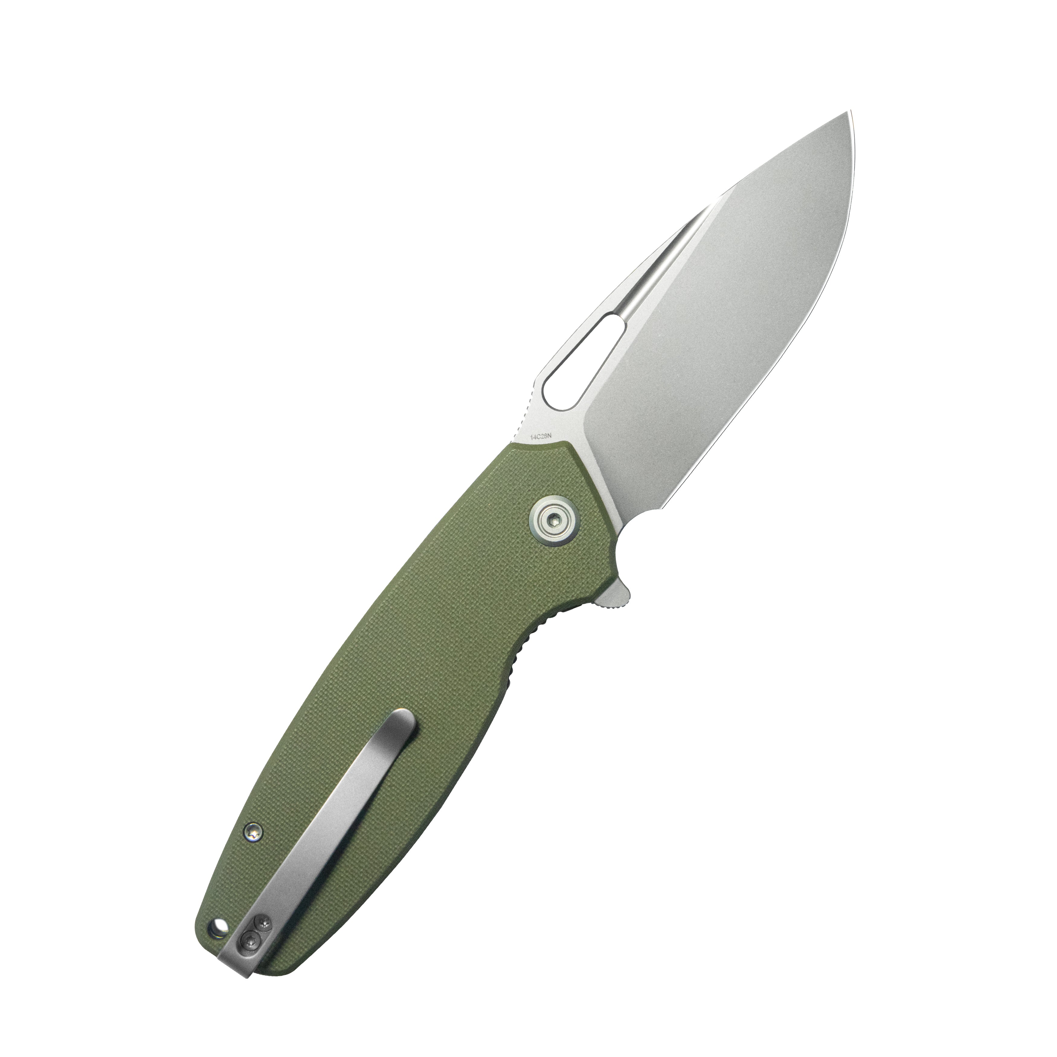 Tityus Liner Lock Flipper Folding Knife Green Handle 3.39" Beadblast 14C28N KU322P