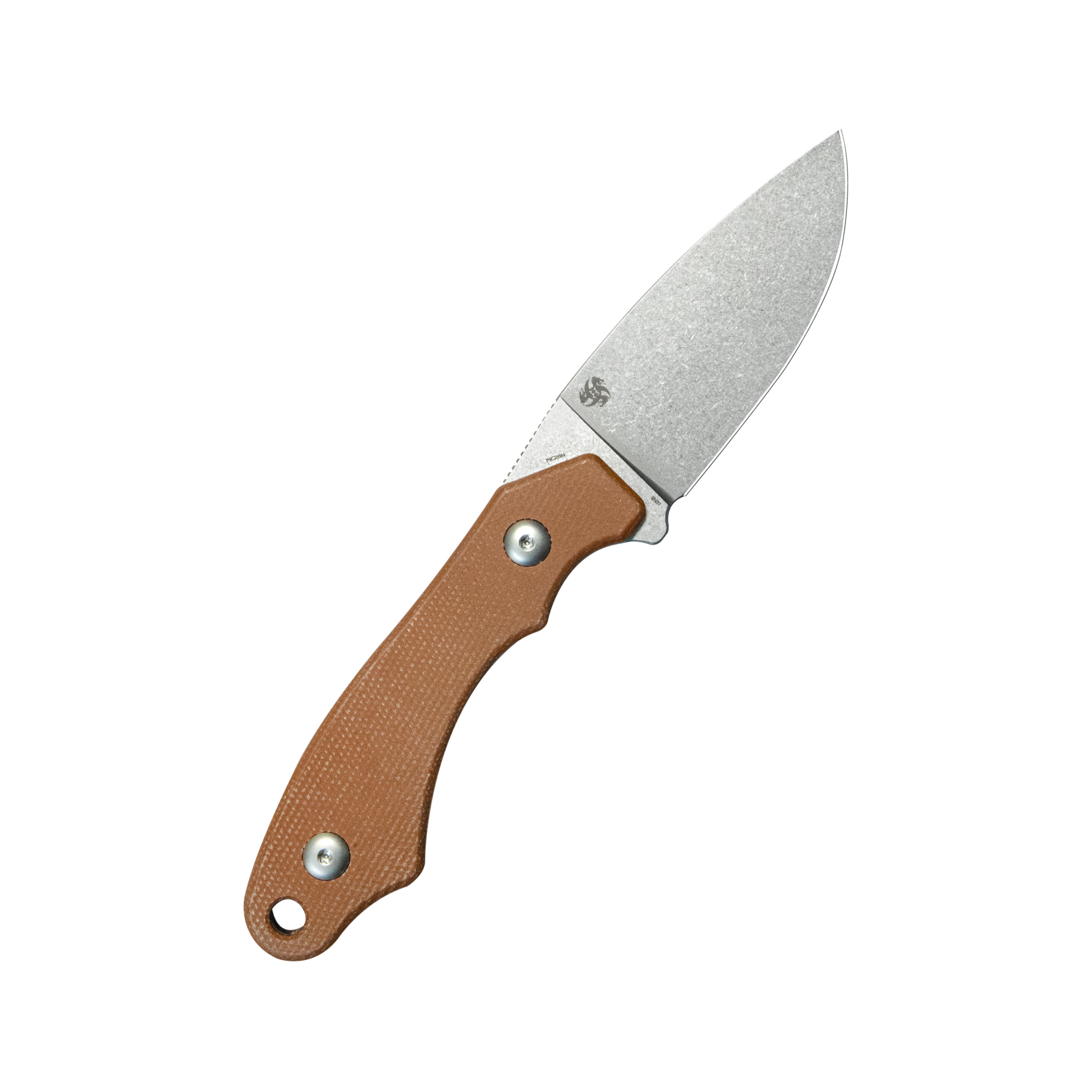 TLB EDC Fixed Blade Knife Brown Micarta 4" Beadblast 14C28N with Kydex Sheath KU467C