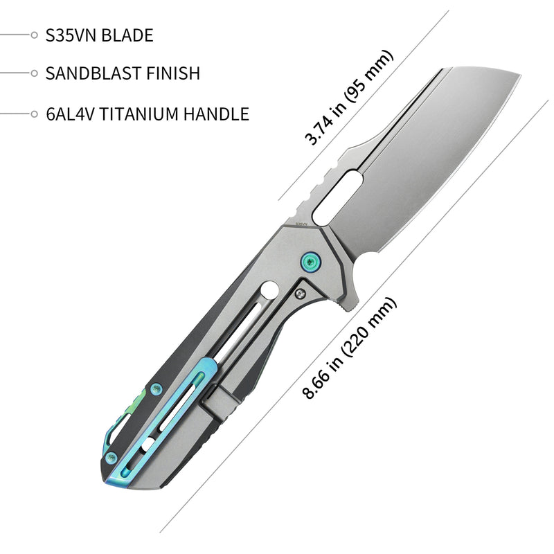 Atlas Frame Lock Tactical Flipper Knife Titanium Handle(3.7" Sandblast S35VN) KB290A
