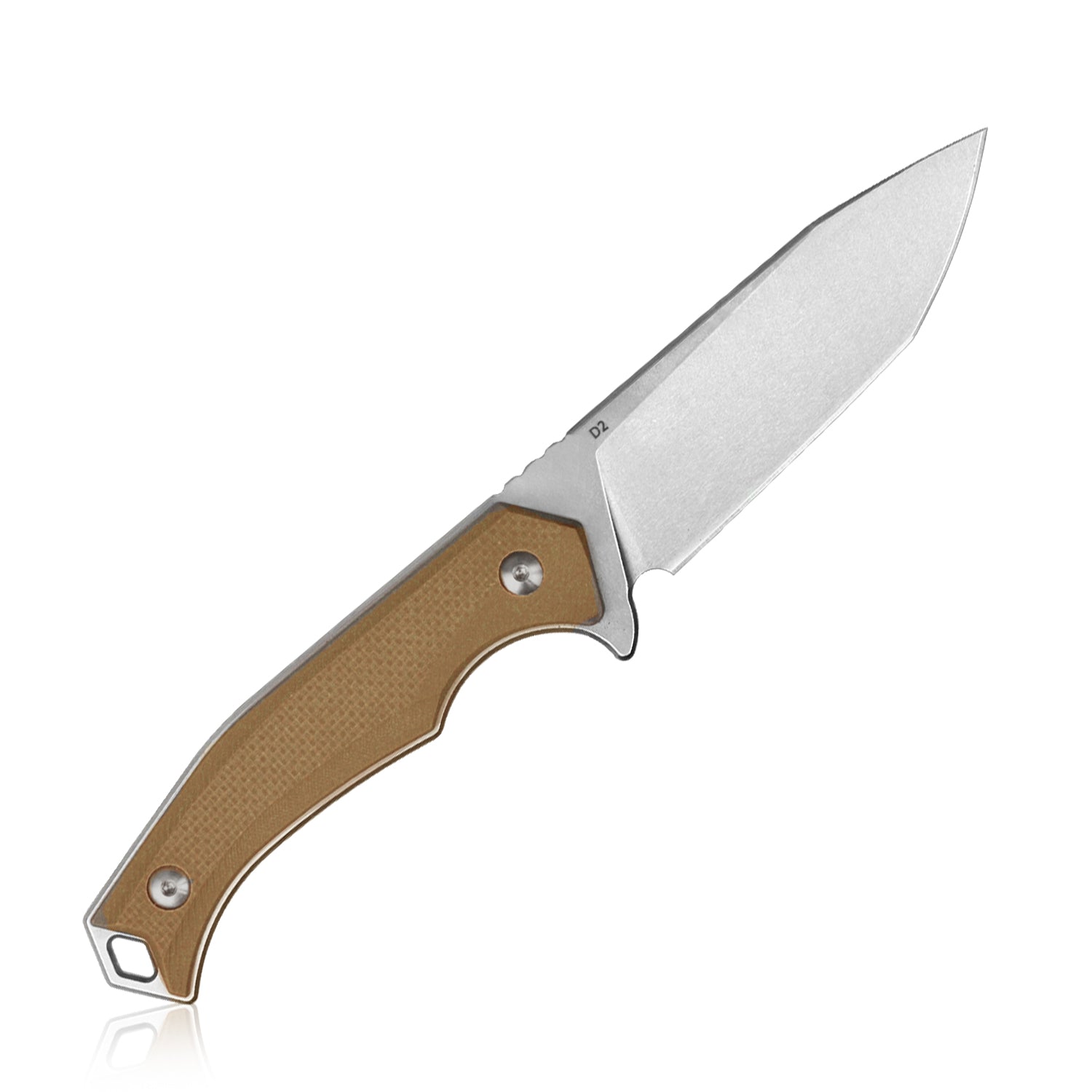 Swordfish Outdoor Gear Fixed Blade Knife Tan G10 Handle 4.7" Stonewashed D2 KU184B