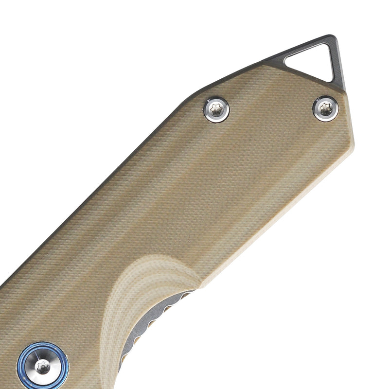 Campe Nest Liner Lock EDC Flipper Knife Tan G10 Handle 2.36" Sandblast D2 KU203C