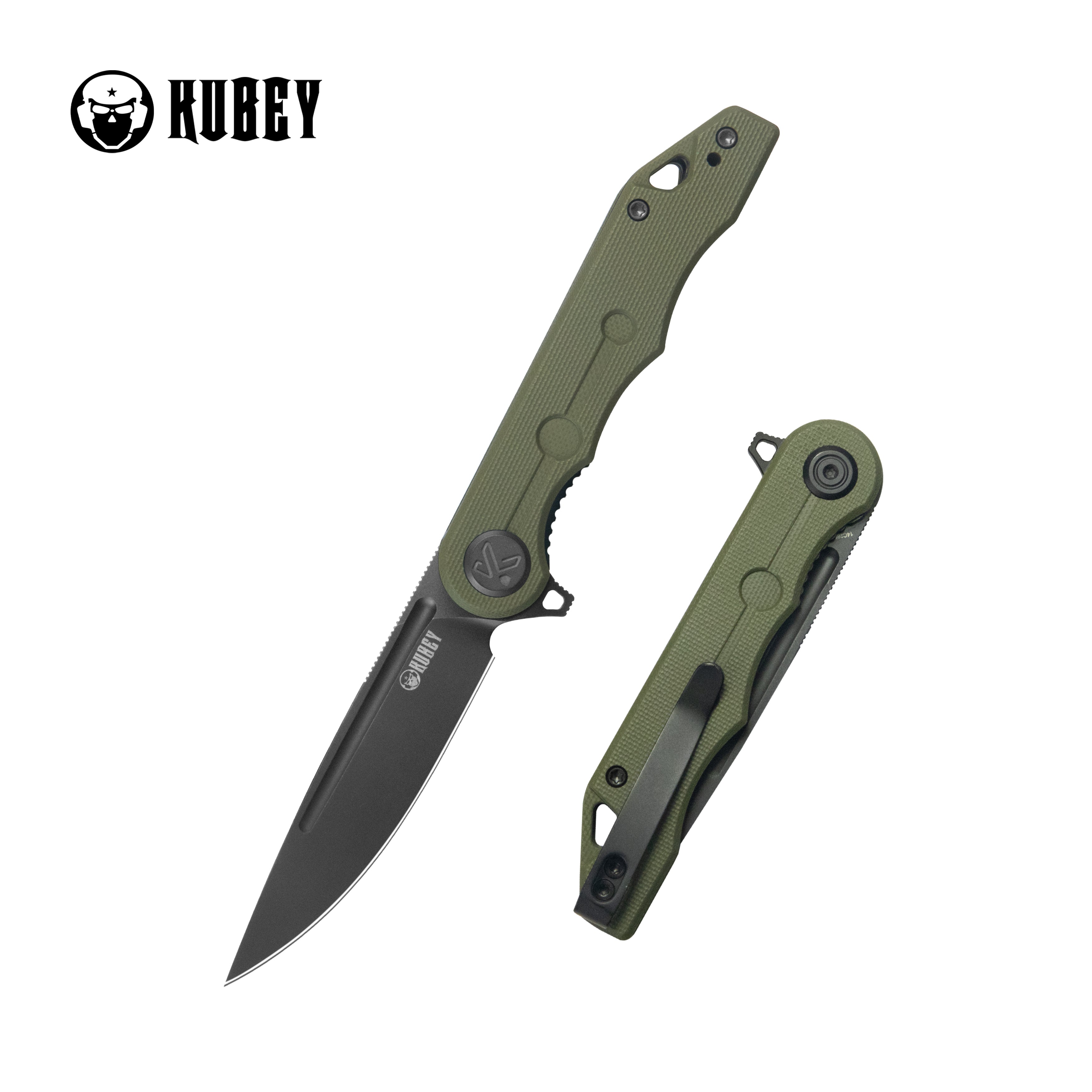 Mizo Liner Lock Flipper Folding Knife Green G10 Handle 3.15" Blackwash 14C28N KU312T