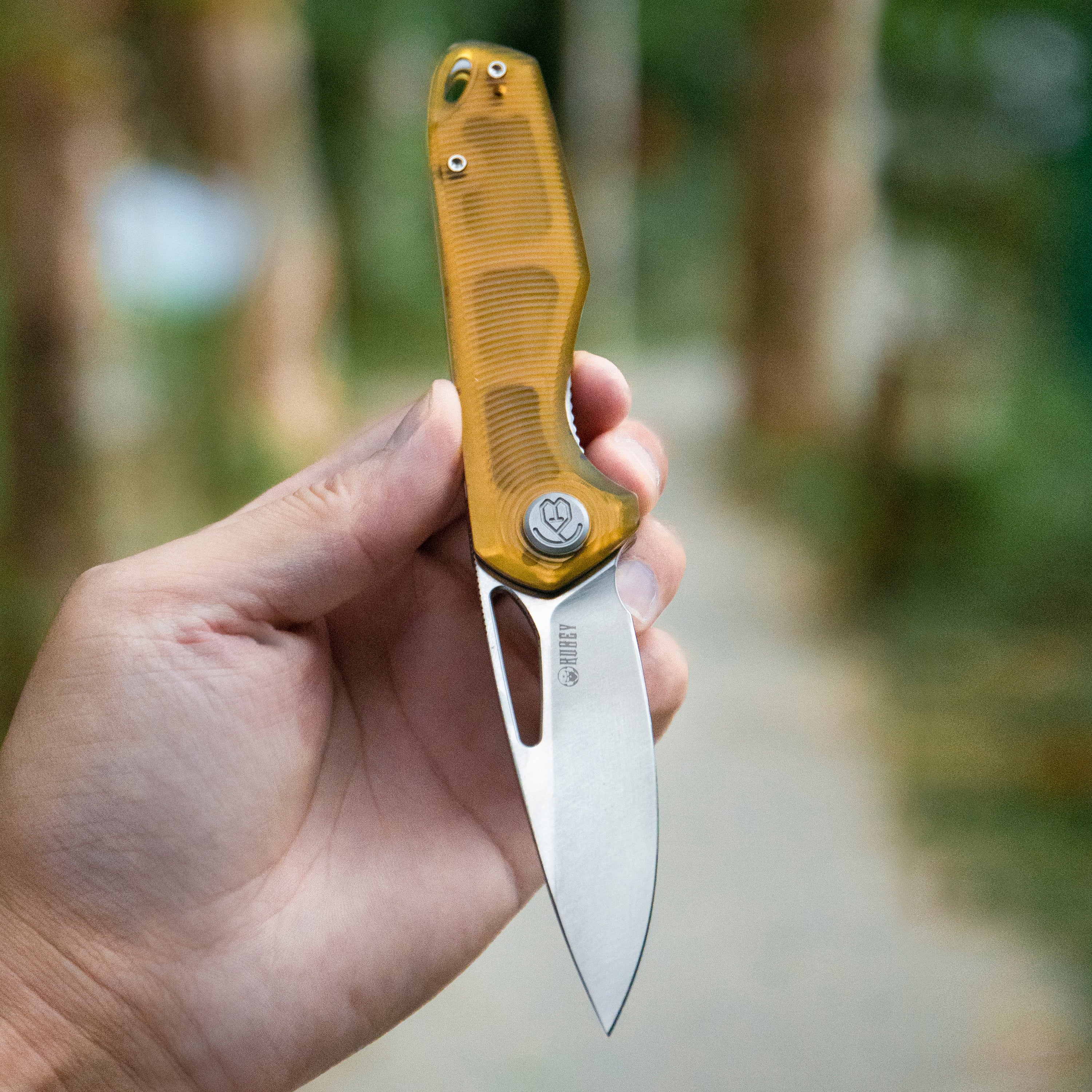 Doris Liner Lock Front Flipper Folding Knife Jade G10 Handle 3.27