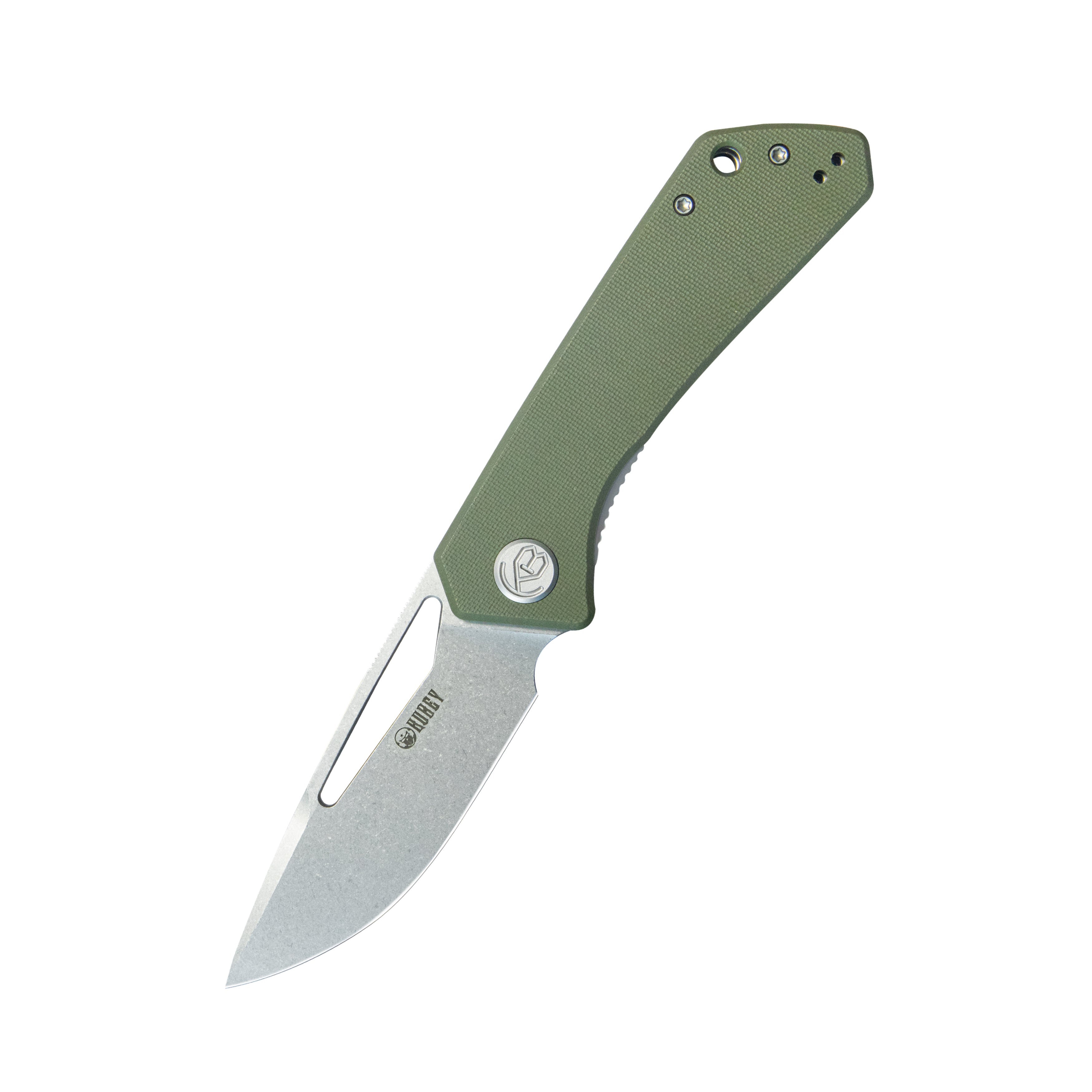 Thalia Front Flipper EDC Pocket Folding Knife Green G10 Handle 3.27" Stonewash 14C28N KU331M