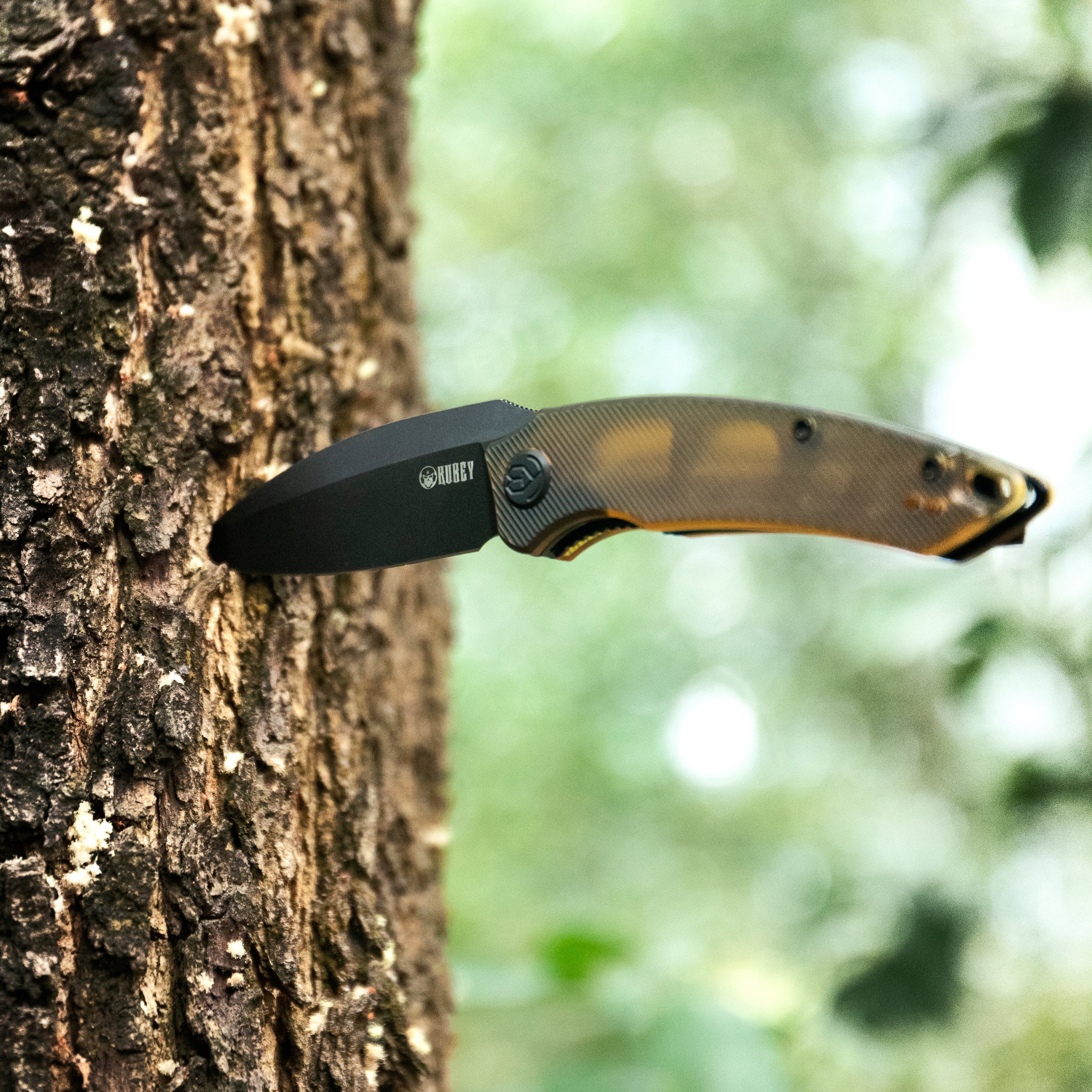 Leaf Liner Lock Front Flipper Folding Knife Green G10 Handle 2.99" Black Stonewashed AUS-10 KU333C