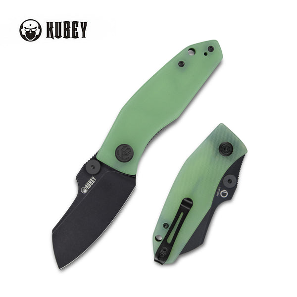 Kubey Monsterdog Klappmesser Liner Lock Folding Knife Jade G10 Handle 2.95" Darkwashed 14C28N KU337C