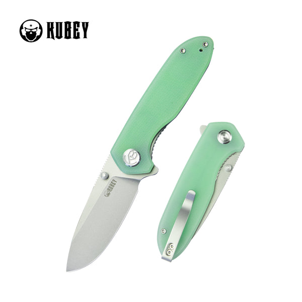 Belus Thumb Stud Everyday Carry Pocket Knife Jade G10 Handle 2.95" Bead Blasted AUS-10 Blade KU342F