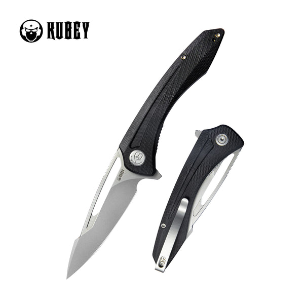 Kubey Merced Klappmesser Folding Knife 3.46" Beadblasted AUS-10 Blade With Durable Black G10 Handle Reliable Tactical Pocket Knife KU345A