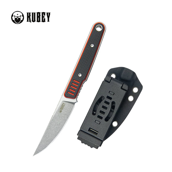 JL Kwaiken Fixie Every Day Carry Fixed Blade Knife Red Black G-10 3.11'' Beadblast 14C28N KU355A