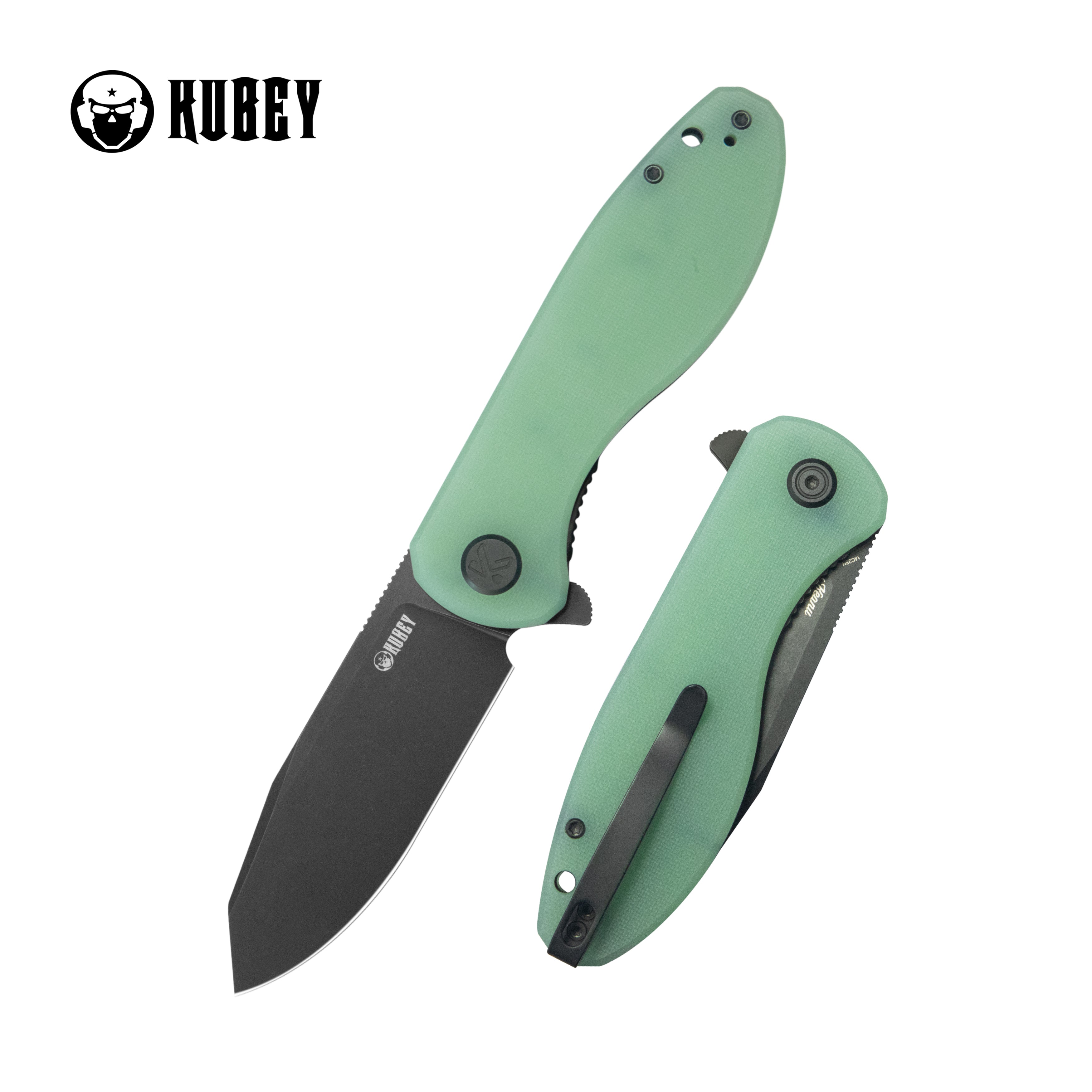 Master Chief Outdoor Folding Pocket Knife Jade G10 Handle 3.43" Blackwash 14C28N KU358Q