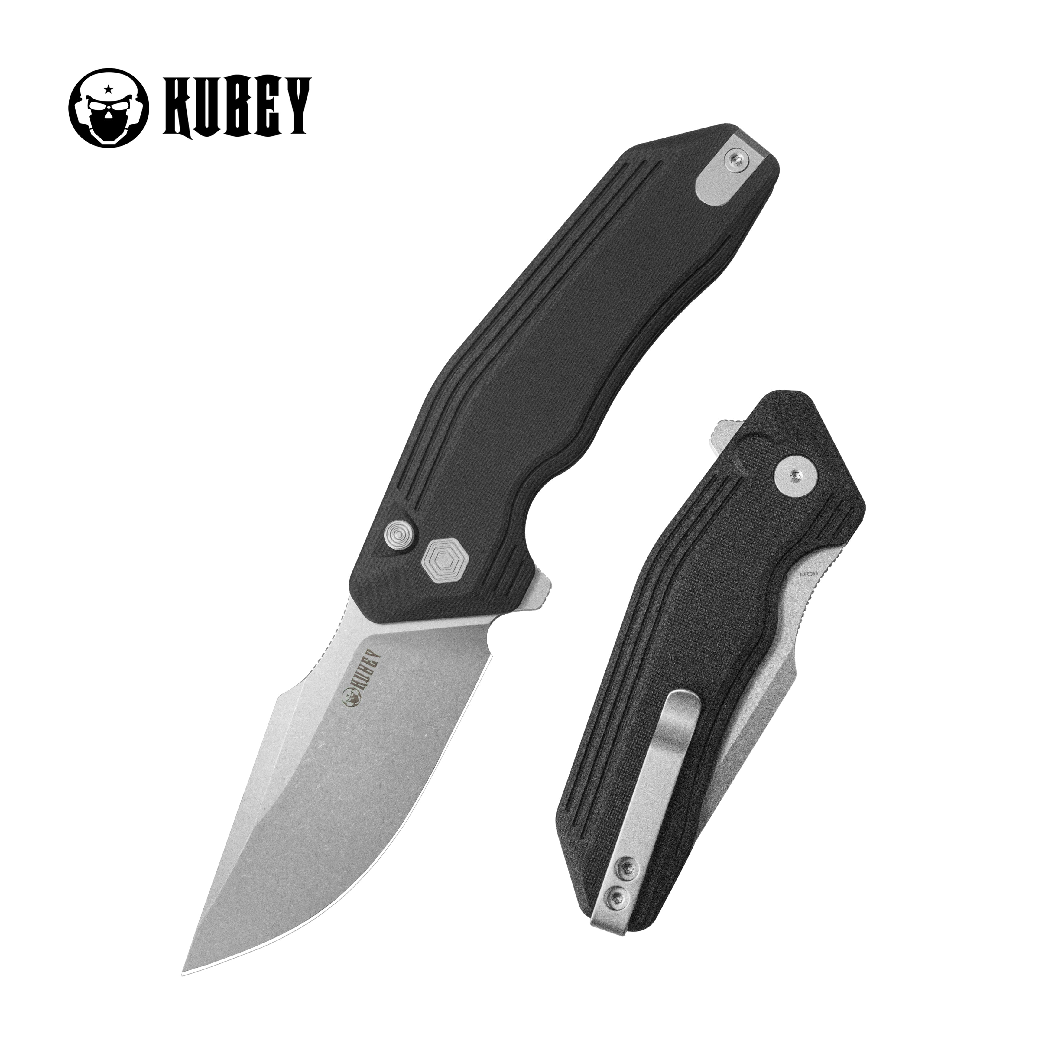 Kubey Basilisk Folding Knife Black G-10 Handle 3.23'' Stonewashed 14C28N Blade KU391A