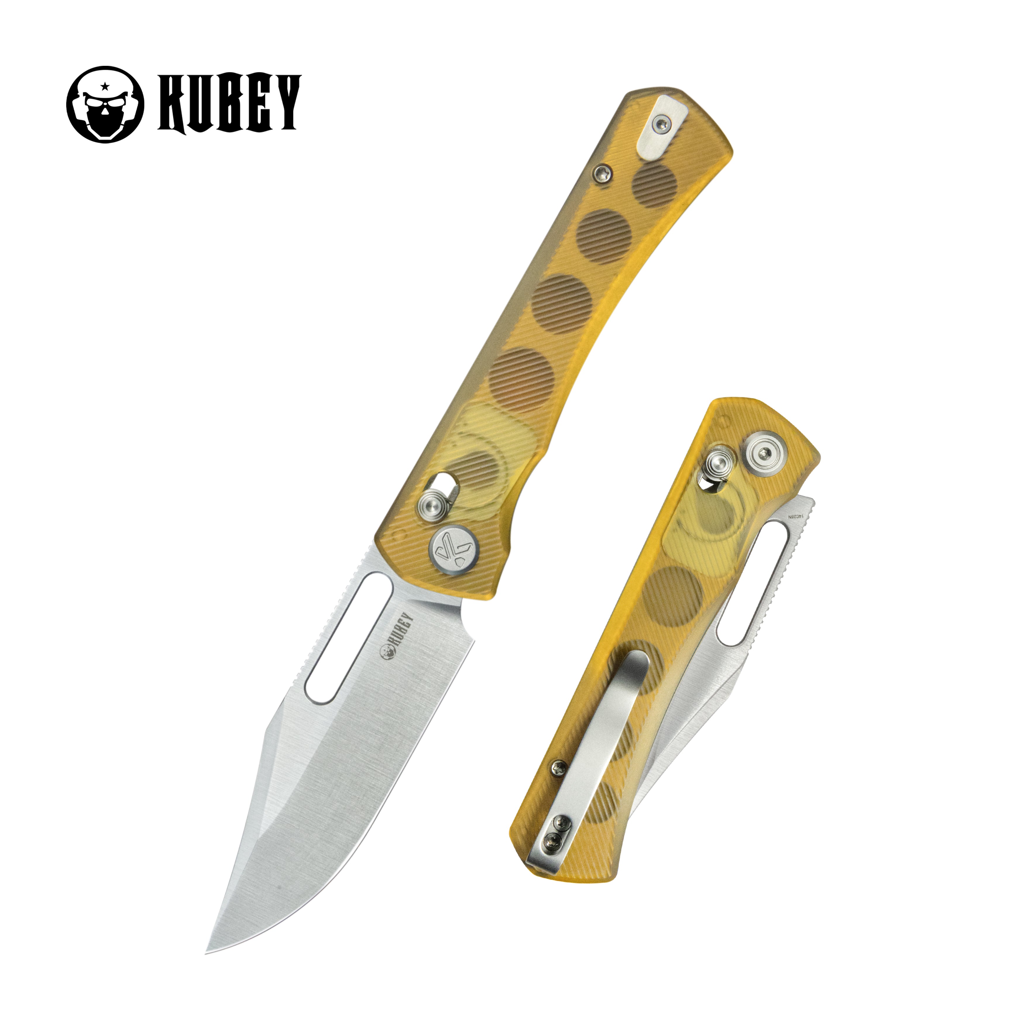 Kubey TBO Axis lock Everyday Carry Folding Knife Ultem Handle 3.1" Satin 14C28N KU396C