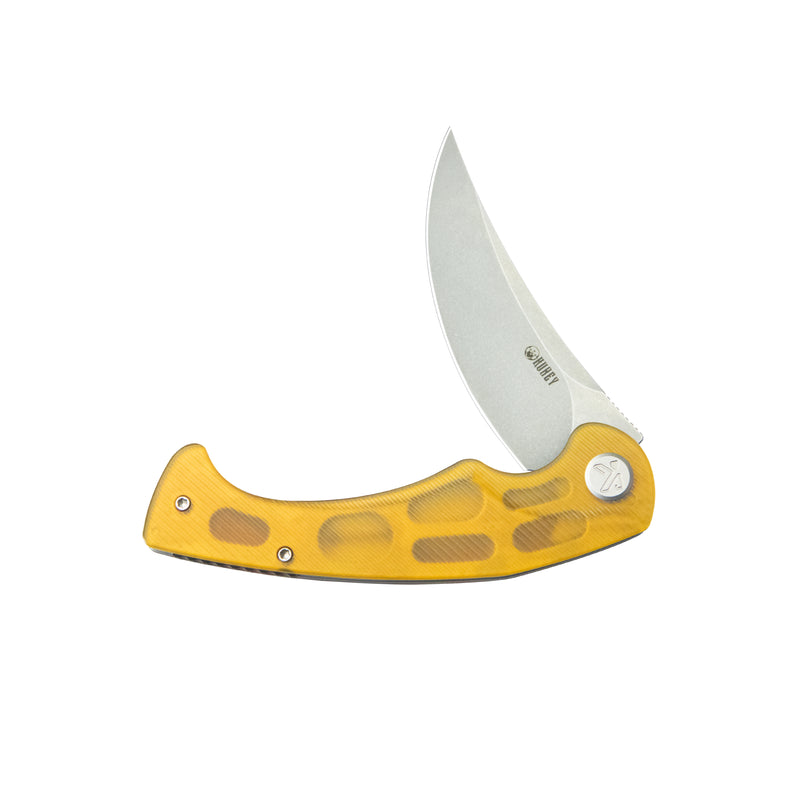 Scimitar Liner Lock Folding Knife Ultem Handle 3.46" Bead Blast AUS-10 KU173A