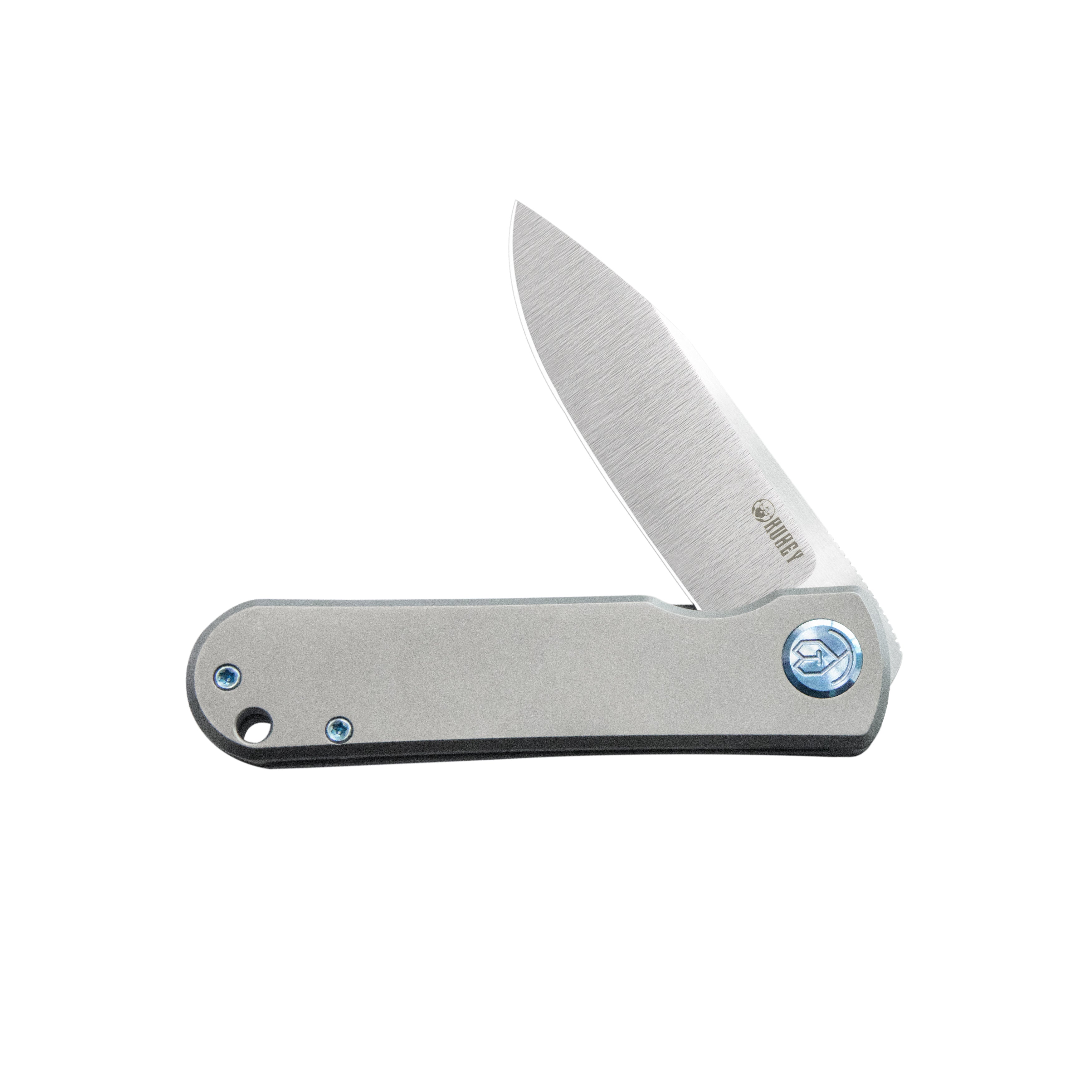 NEO Flipper Folding Pocket Knife Grey Titanium Handle 2.99" Belt Satin S35VN Blade KB359A