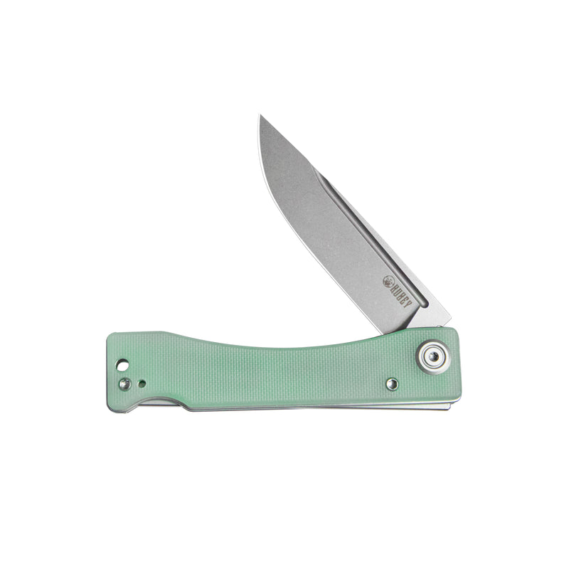 Akino Lockback Pocket Folding Knife Jade G10 Handle 3.15" Bead Blasted Sandvik 14C28N KU2102B