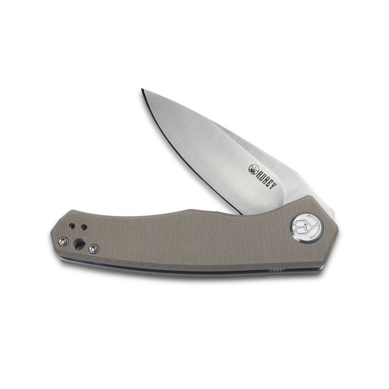 Liner Lock Flipper Folding Knife Tan G10 Handle 2.95" Satin D2 KU055C