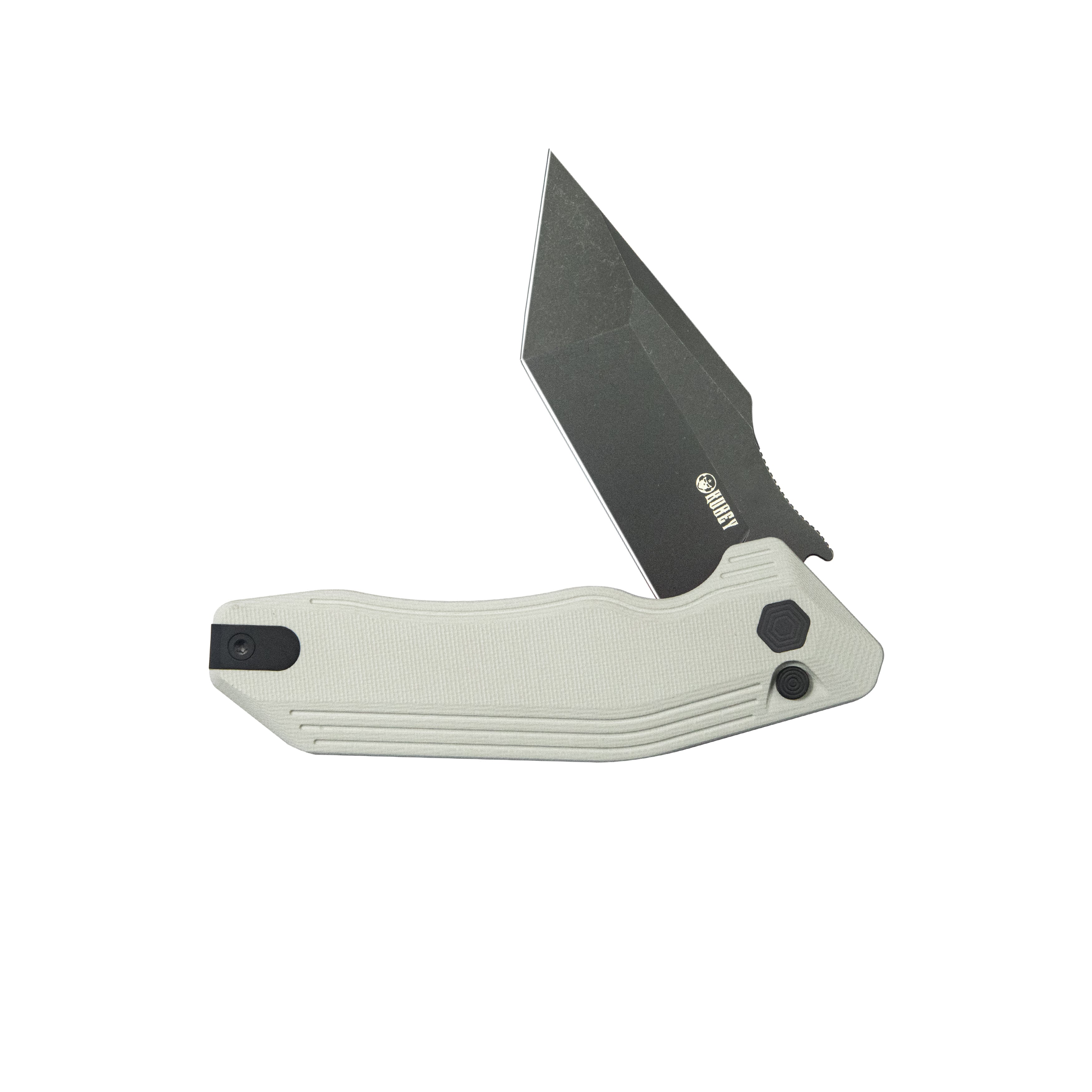 Kubey Yokai Folding Knife Ivory G-10 Handle 3.23'' Blackwashed 14C28N