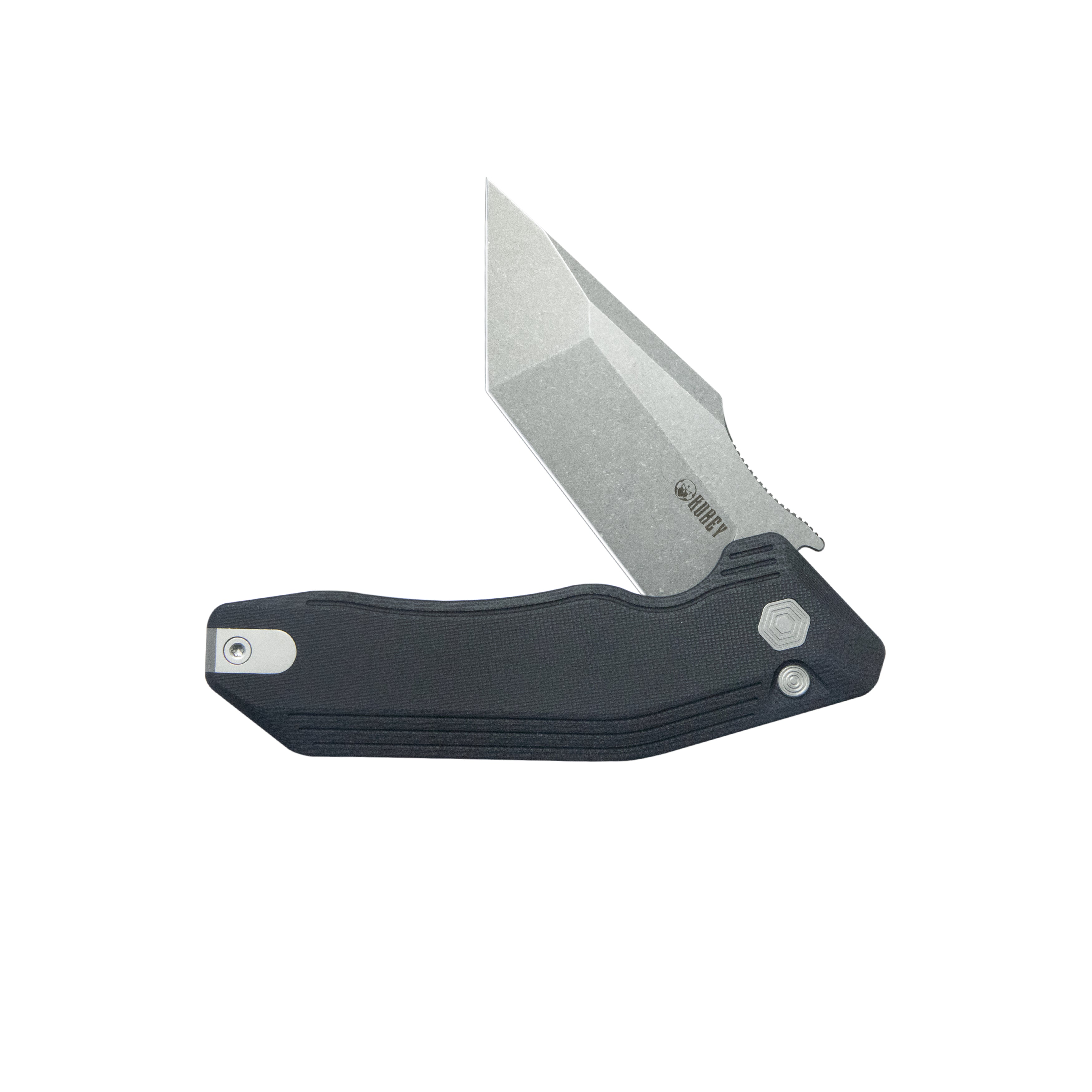 Kubey Yokai Folding Knife Black G-10 Handle 3.23'' Stonewashed 14C28N