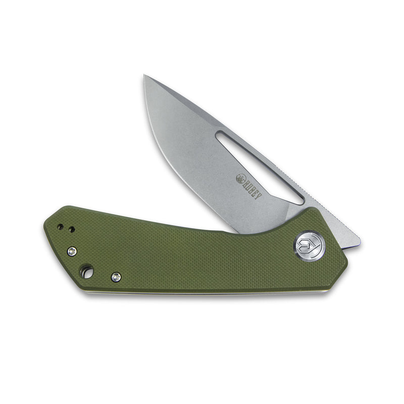 Thalia Front Flipper EDC Pocket Folding Knife Green G10 Handle 3.27" Bead Blasted D2 KU331D