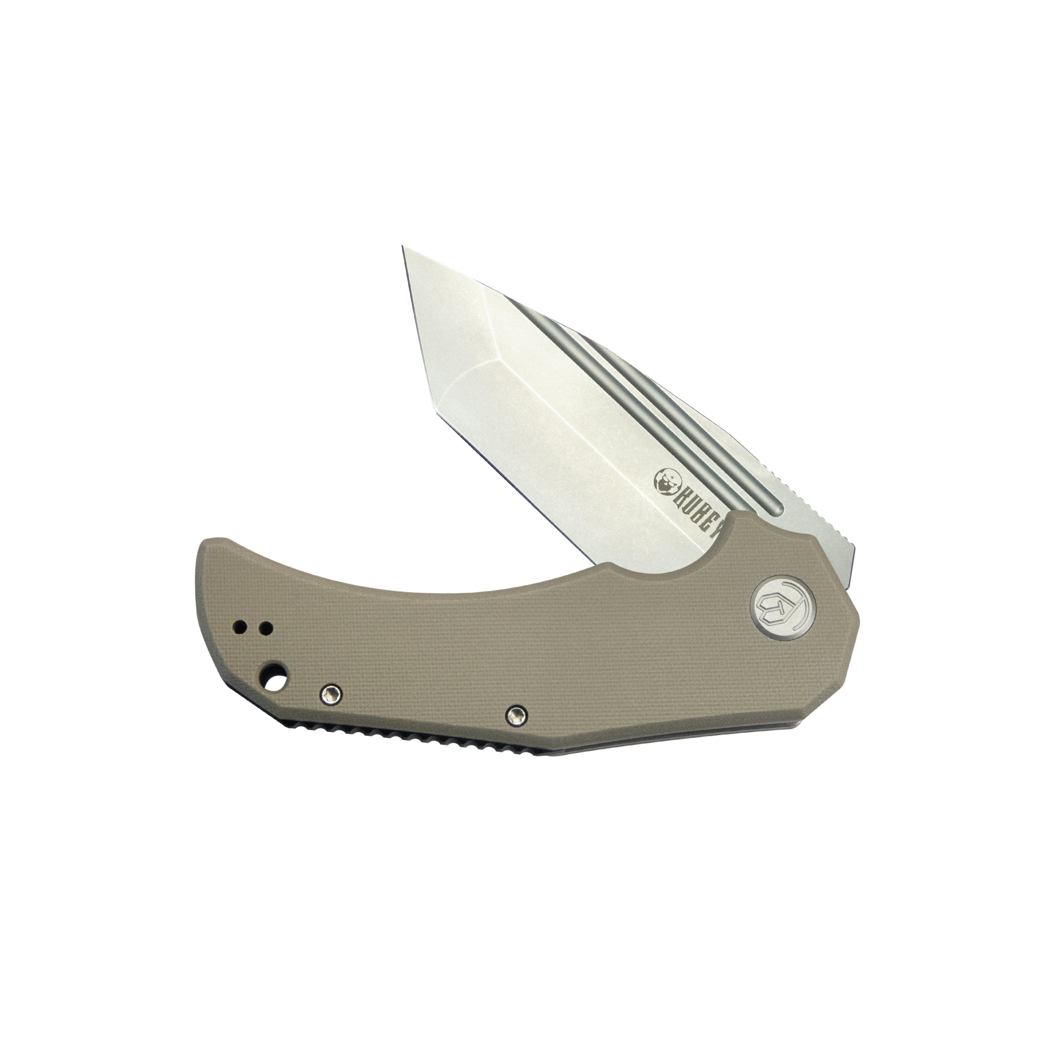 Mikkel Willumsen Design Bravo one Tanto Outdoor Folding Camping Knife Tan G10 Handle 3.39" Beadblast AUS-10 KU318C