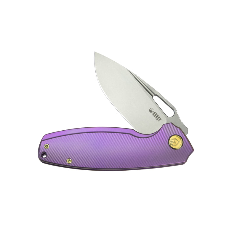 Tityus Frame Lock Flipper Folding Knife Purple 6AL4V Contoured Titanium Handle 3.39" Bead Blasted 14C28N KB360C
