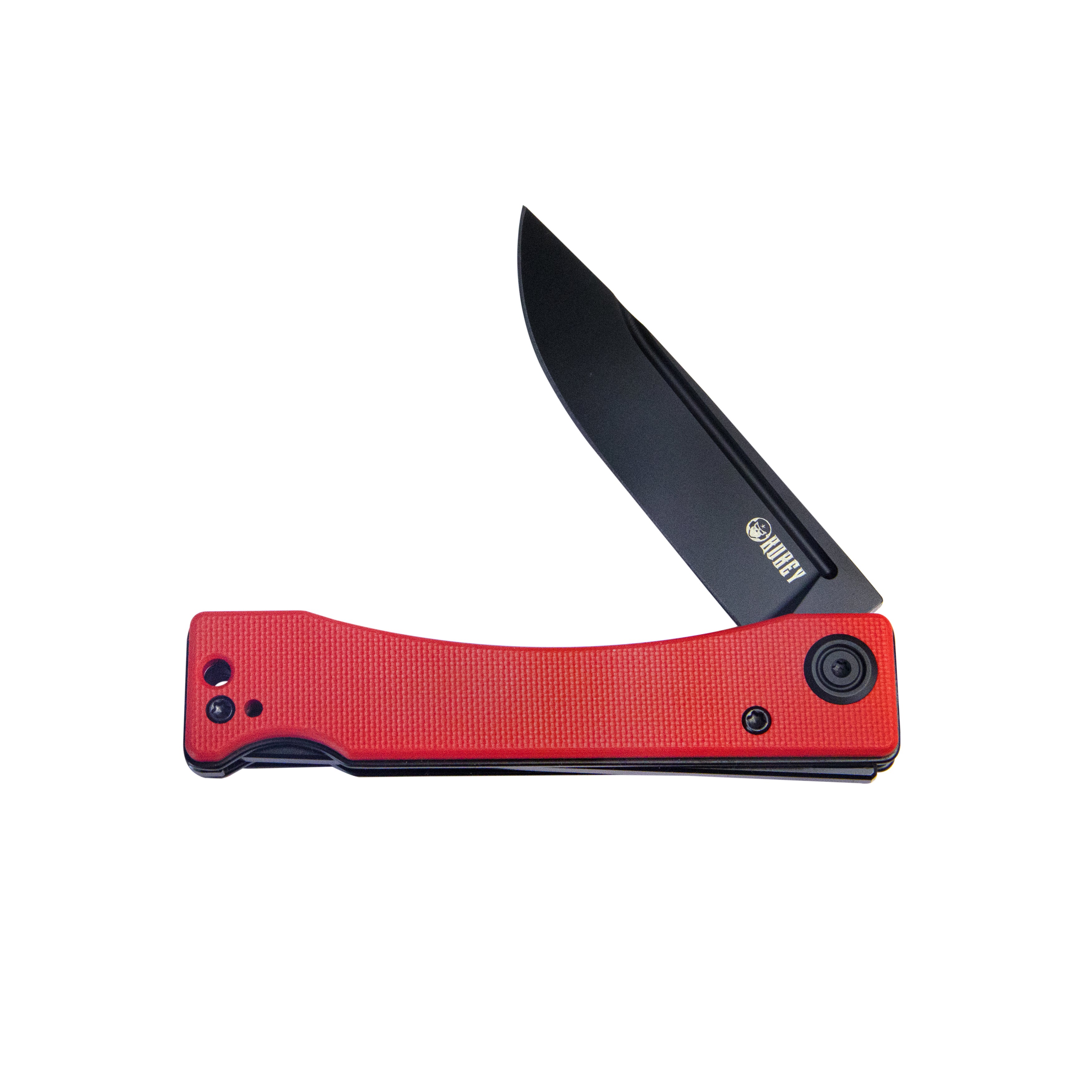 Kubey Akino Klappmesser Lockback Pocket Folding Knife Red G10 Handle 3.15" Blackwashed Sandvik 14C28N KU2102C