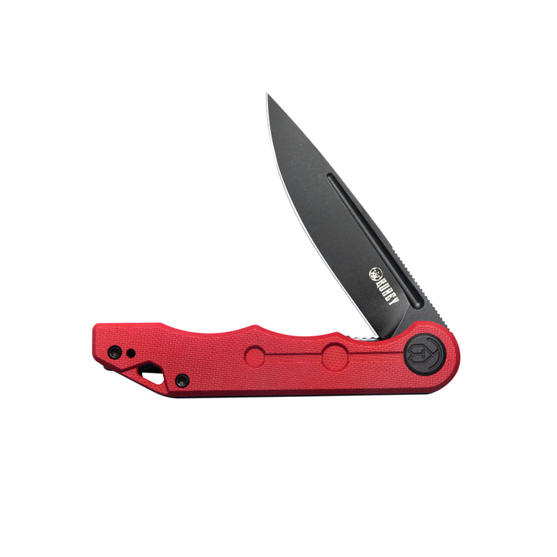 Mizo Liner Lock Flipper Folding Knife Red G10 Handle 3.15" Blackwashed AUS-10 KU312C