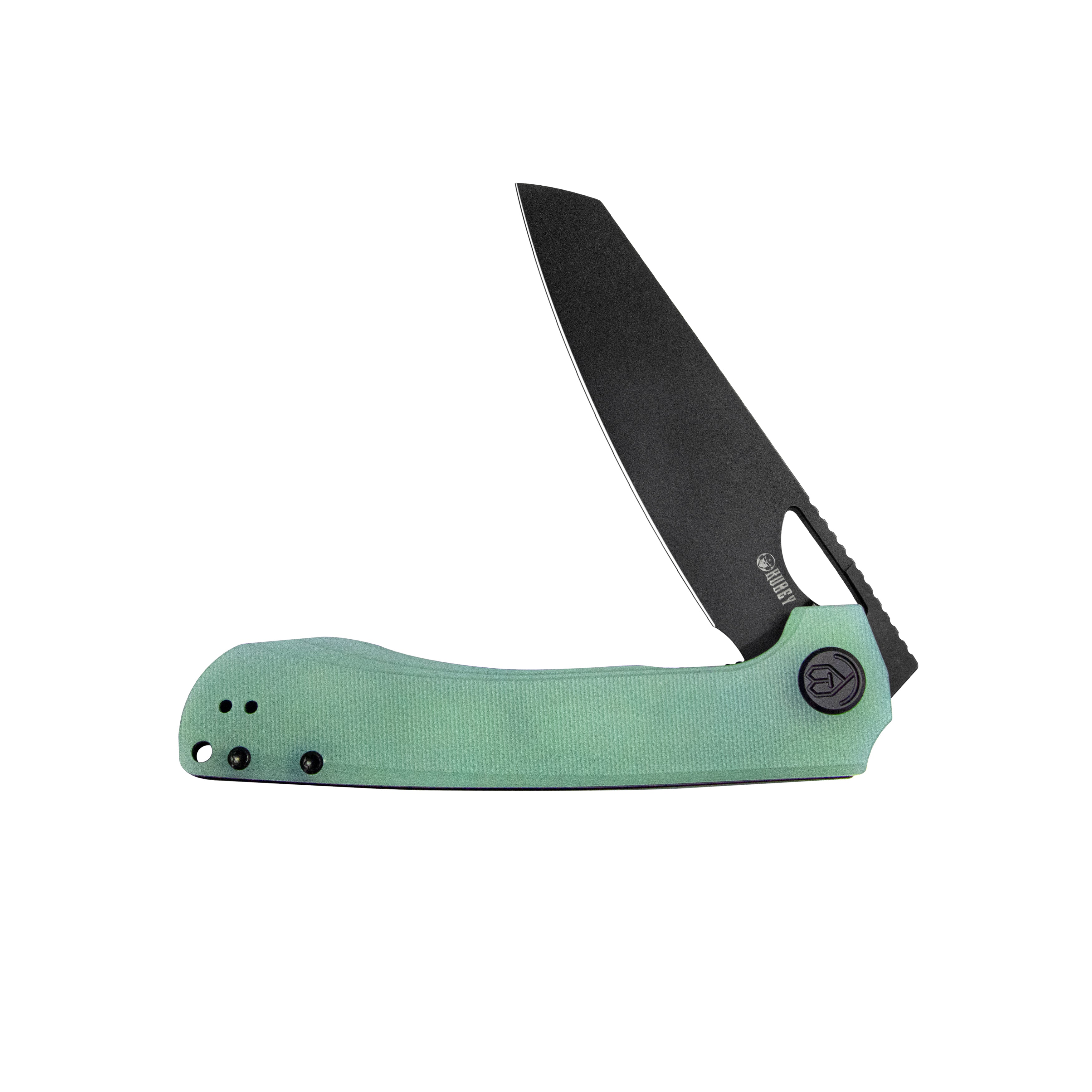 Kubey Elang Klappmesser Liner Lock Folding Knife Jade G10 Handle 3.94" Blackwashed Sheepsfoot AUS-10 KU365D