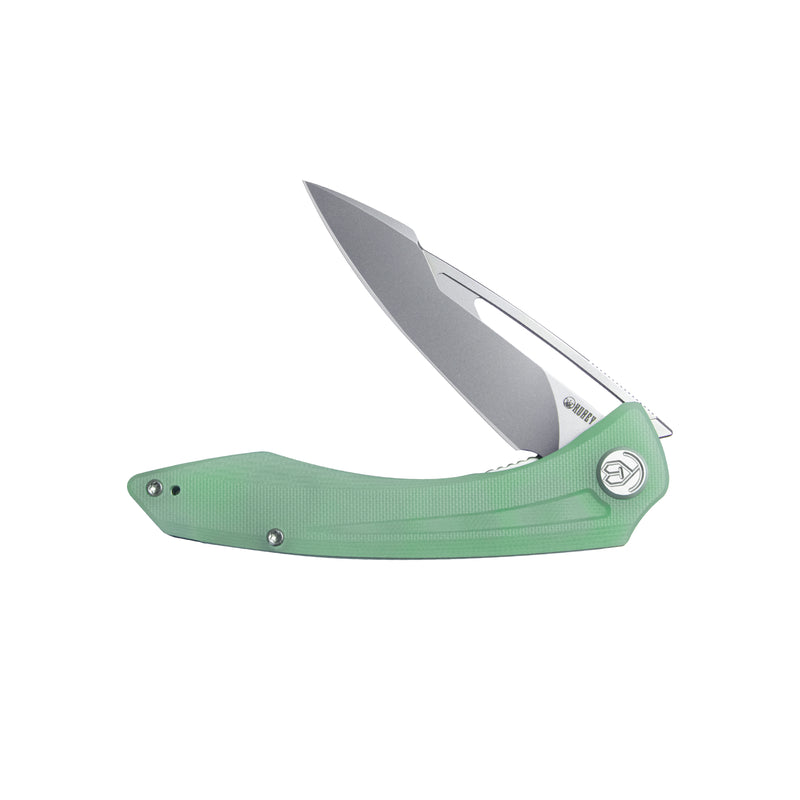 Merced Folding Knife 3.46" Beadblasted AUS-10 Blade With Durable Jade G10 Handle Reliable Tactical Pocket Knife KU345D