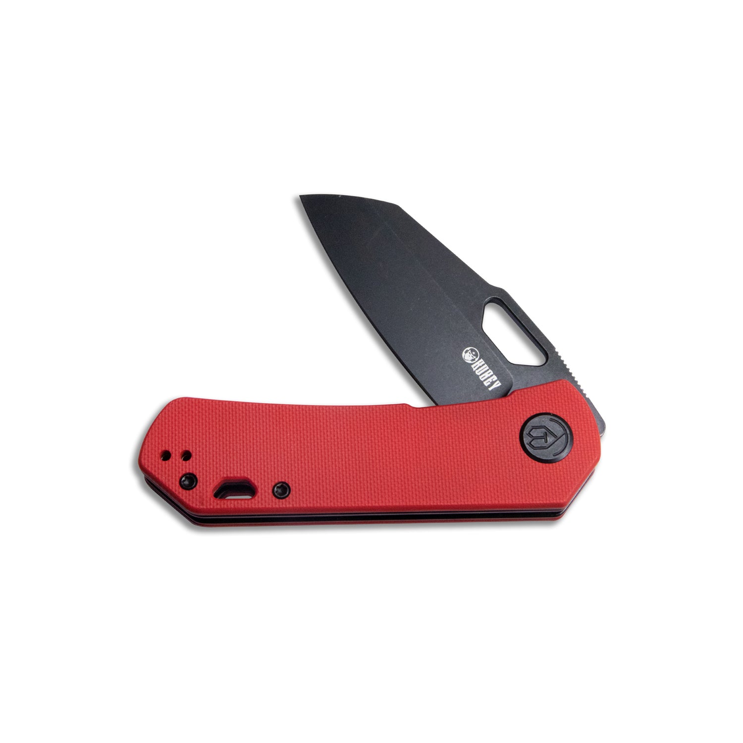 Duroc Liner Lock Flipper Small Pocket Folding Knife Red G10 Handle 2.91" Black Stonewashed AUS-10 KU332F