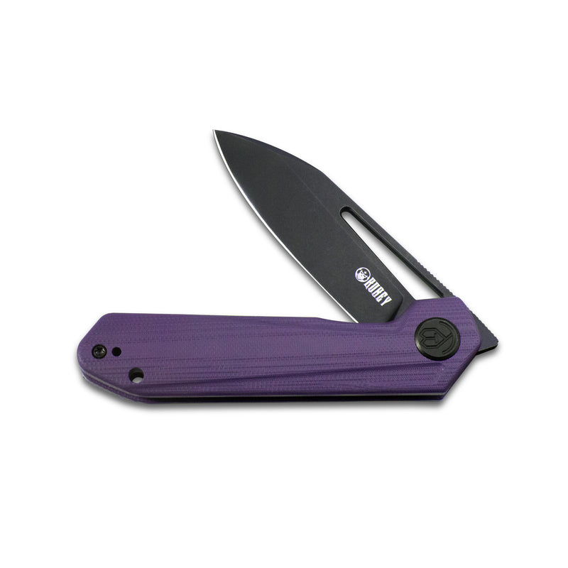 Royal Nest Liner Lock EDC Pocket Knife Front Flipper Purple G10 Handle 2.99" Dark Stonewashed S35VN KU321G