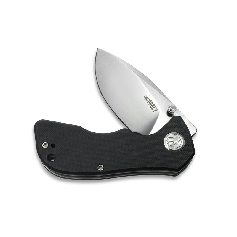 Karaji Liner Lock Dual Thumb Studs Open Folding Pocket Knife Black G10 Handle 2.56" Bead Blasted D2 KU180E