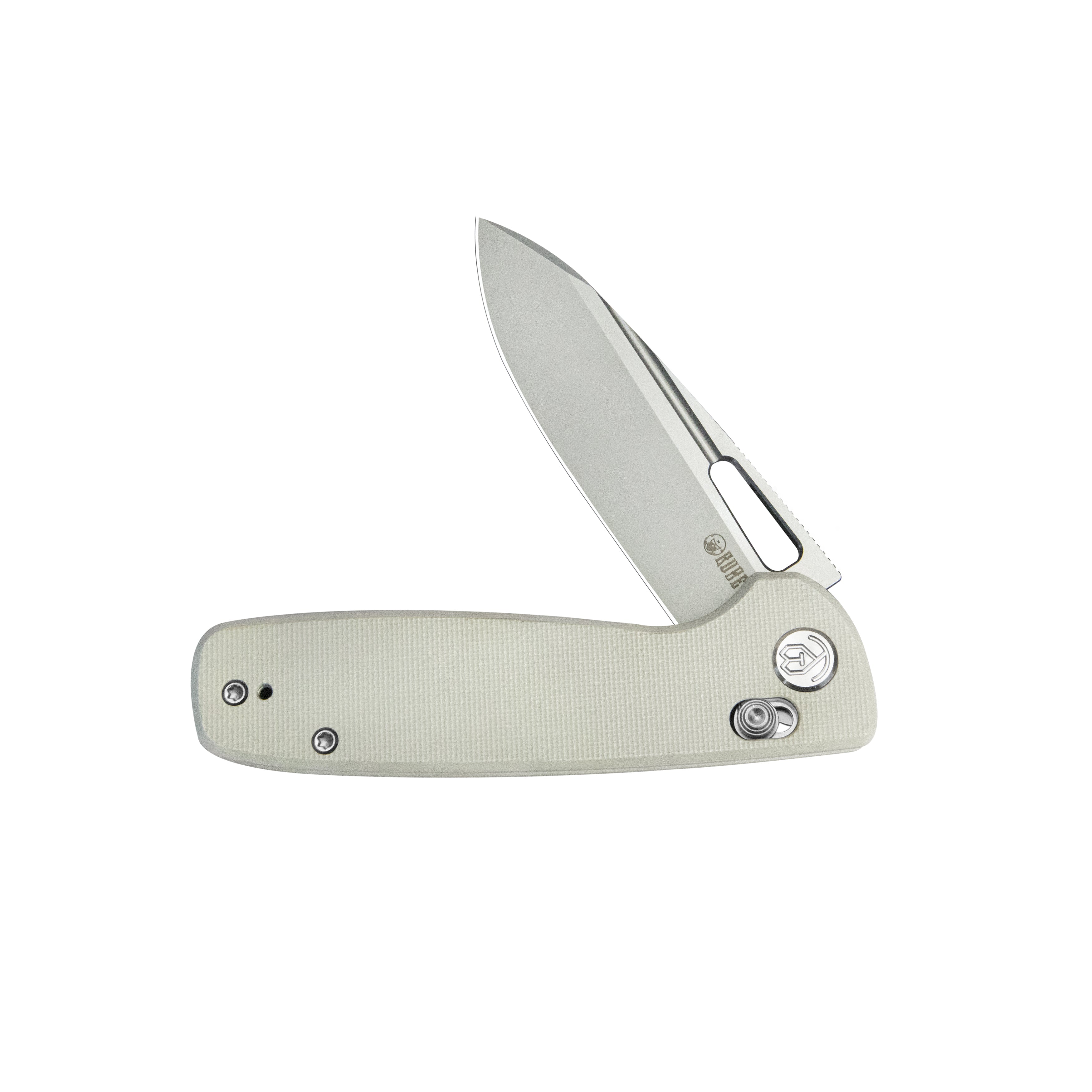 Bluff Axis lock Everyday Carry Folding Knife White G10  Handle 3.19" Sandblast 14C28N KU248C