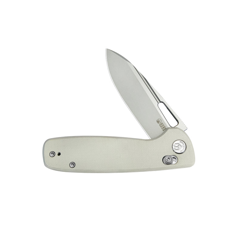 Bluff Axis lock Everyday Carry Folding Knife White G10  Handle Sandblast 14C28N KU248C
