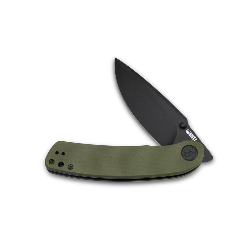 Momentum Sherif Manganas Design Liner Lock Front Flipper / Dual Studs Open Folding Knife Green G10 Handle 3.43" Dark Stonewashed AUS-10 KU344G