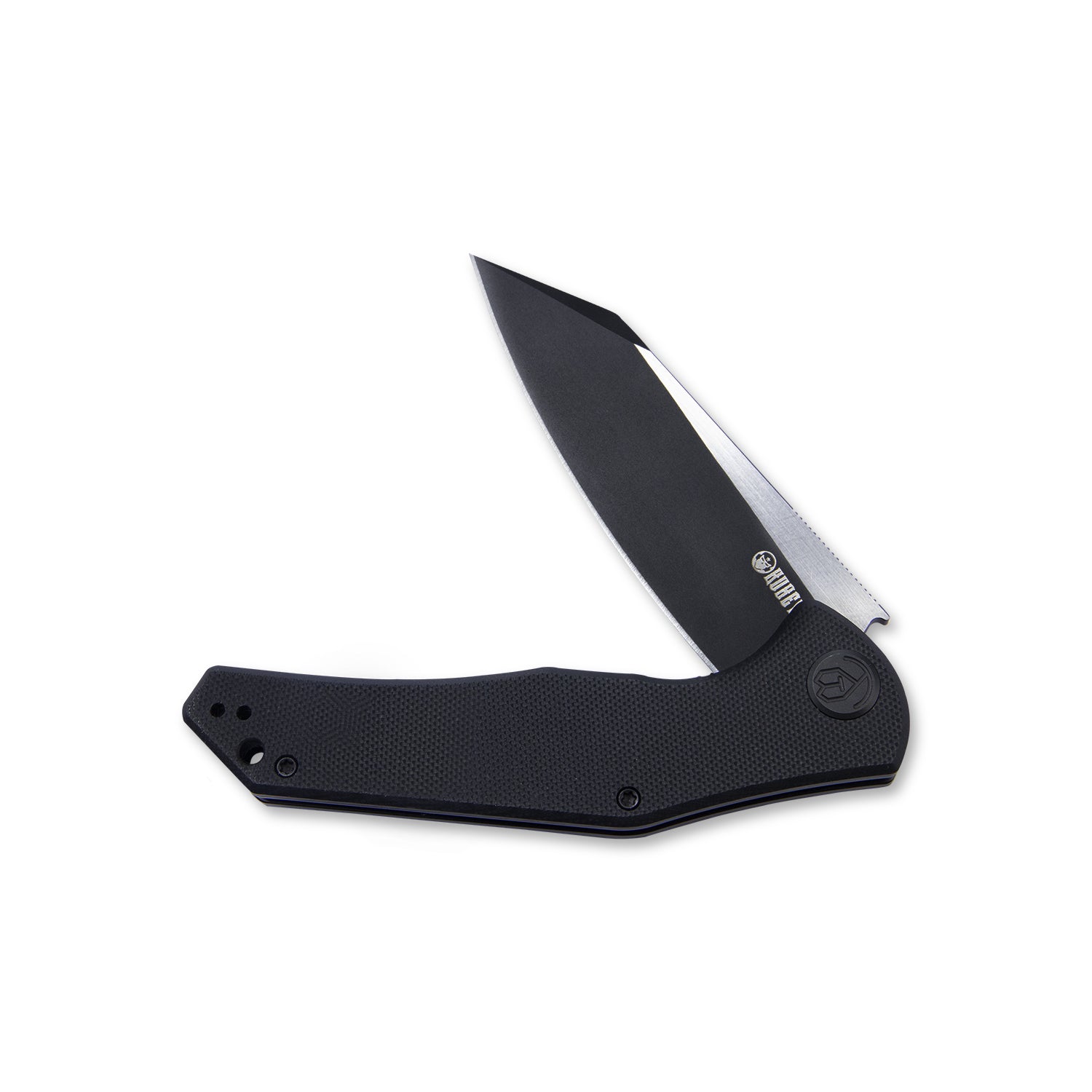 Flash Liner Lock Flipper Folding Knife Black G10 Handle 3.82" Brush and Black Coating D2 KU158C