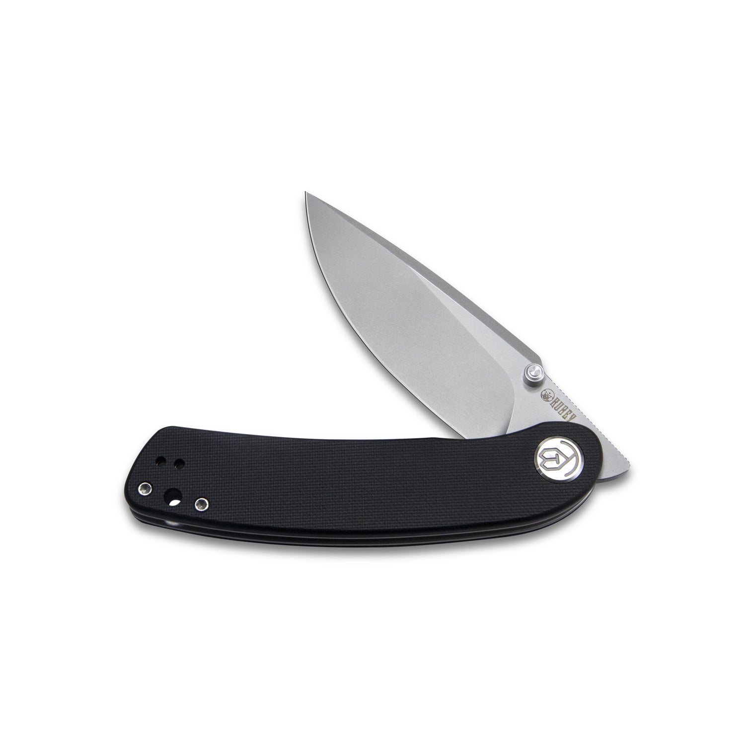 Momentum Sherif Manganas Design Liner Lock Front Flipper / Dual Studs Open Folding Knife Black G10 Handle 3.43" Bead Blasted AUS-10 KU344H