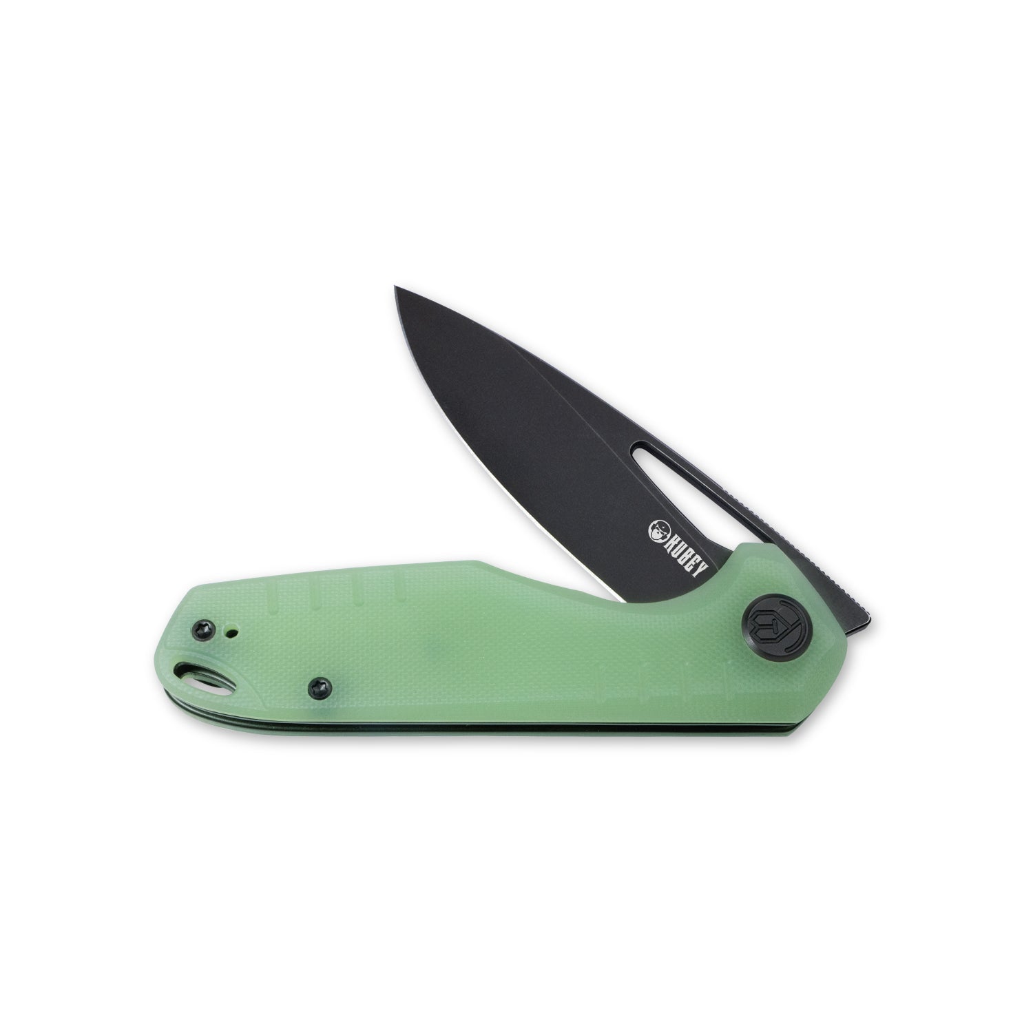 Kubey Doris Klappmesser Liner Lock Front Flipper Folding Knife Jade G10 Handle 3.27" Darkwashed D2 KU324B