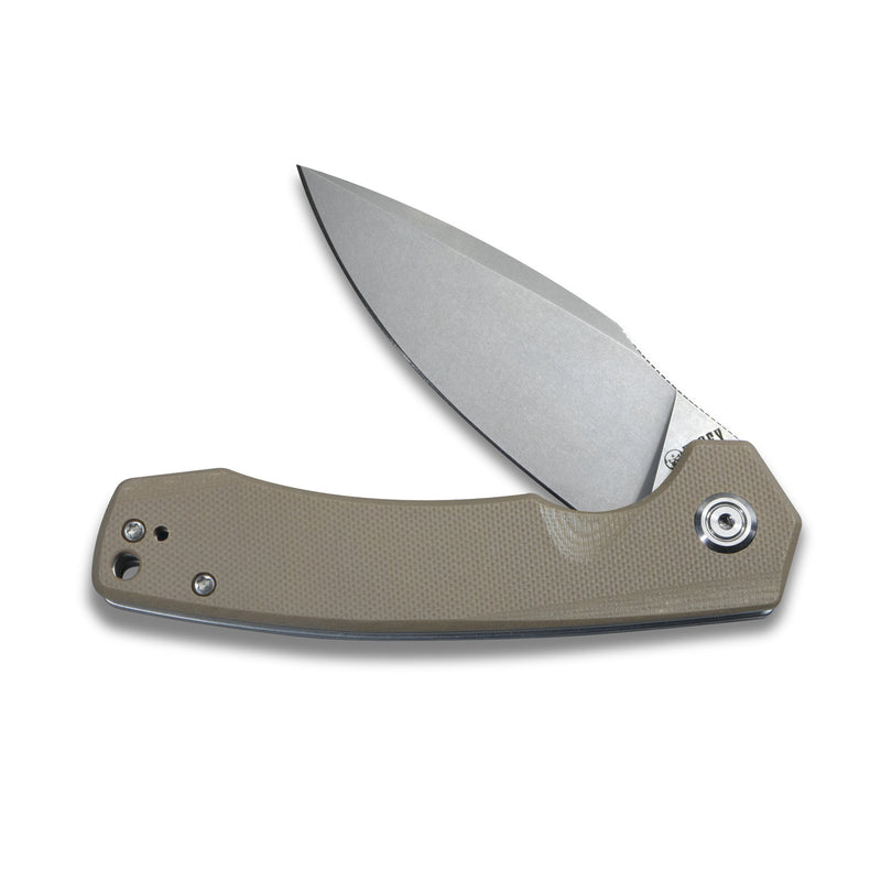 Calyce Liner Lock Flipper Folding Knife Tan G10 Handle 3.27" Bead Blasted D2 KU901H
